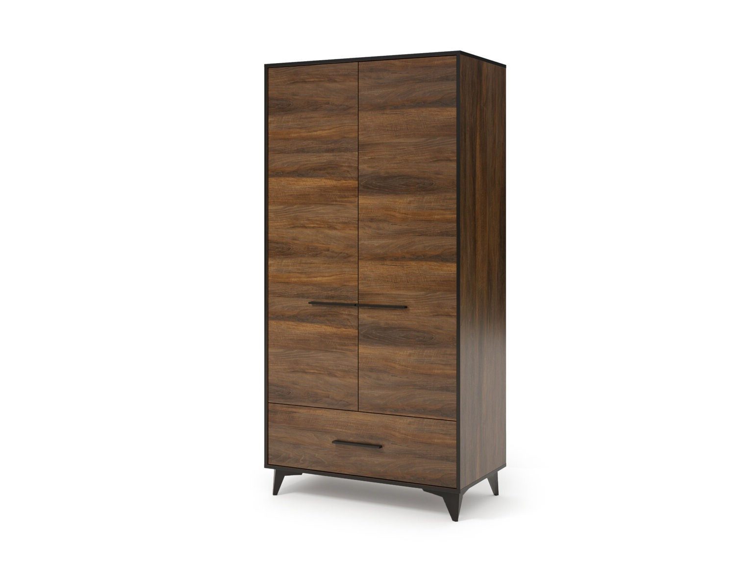 Xlmoebel Kleiderschrank Garderobenschrank aus Holz in Dunkel mit Schublade und Kleiderstange Made in Europa