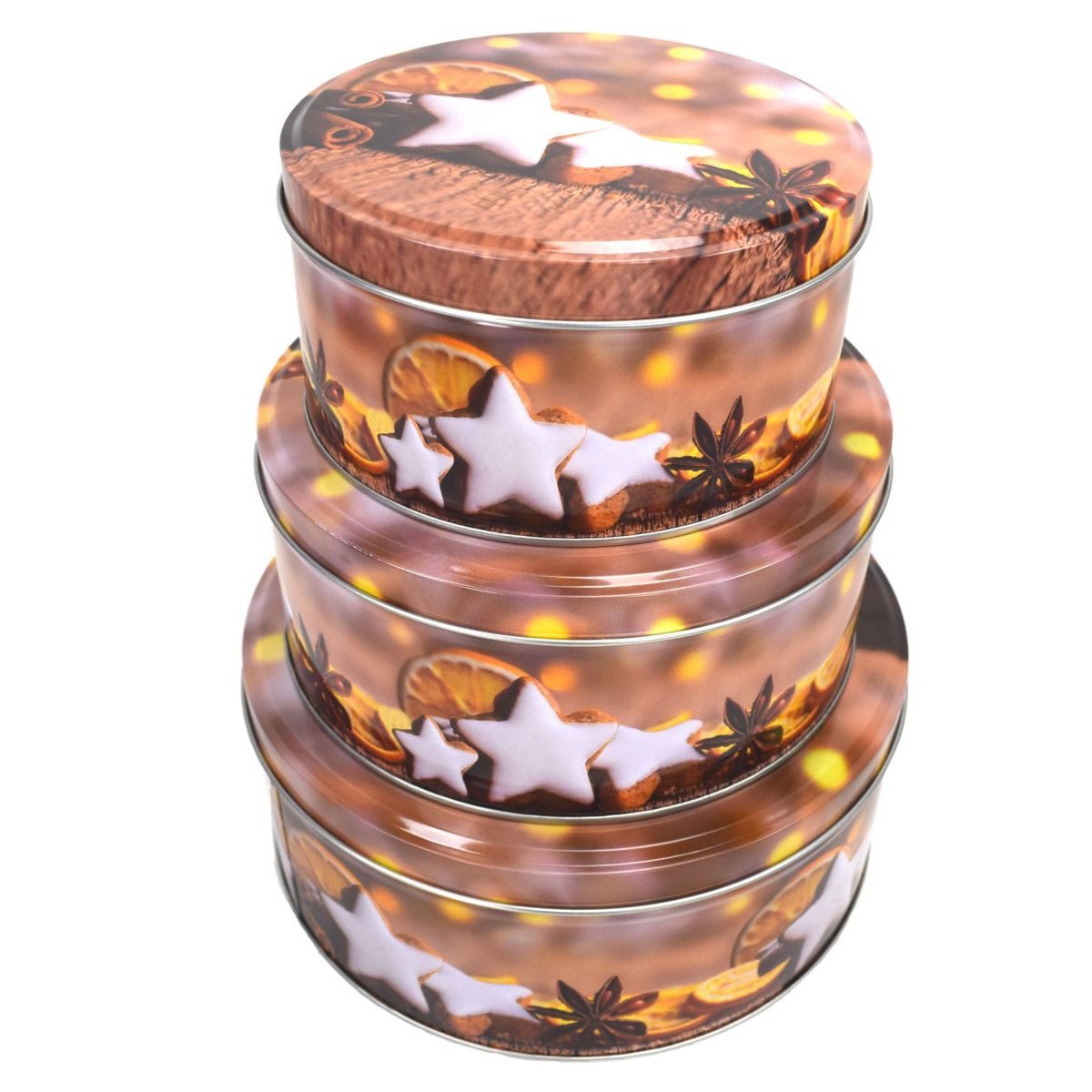 Haushalt International Im- und Export GmbH Vorratsdose Metall Keksdosen im Set 3 verschiedenen Größen Weihnachtsmotive, Metall, festlich gestaltet