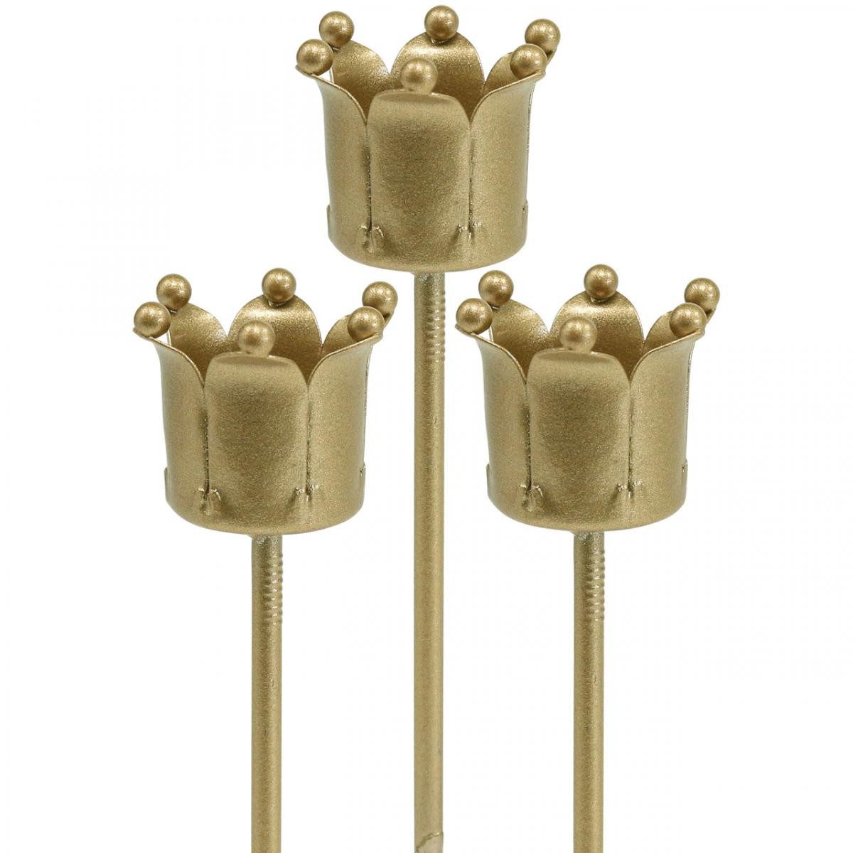 Florists Products Kerzenhalter Edler Kronen-Kerzenhalter aus Metall für dekorative Stabkerzen, 4 Stü