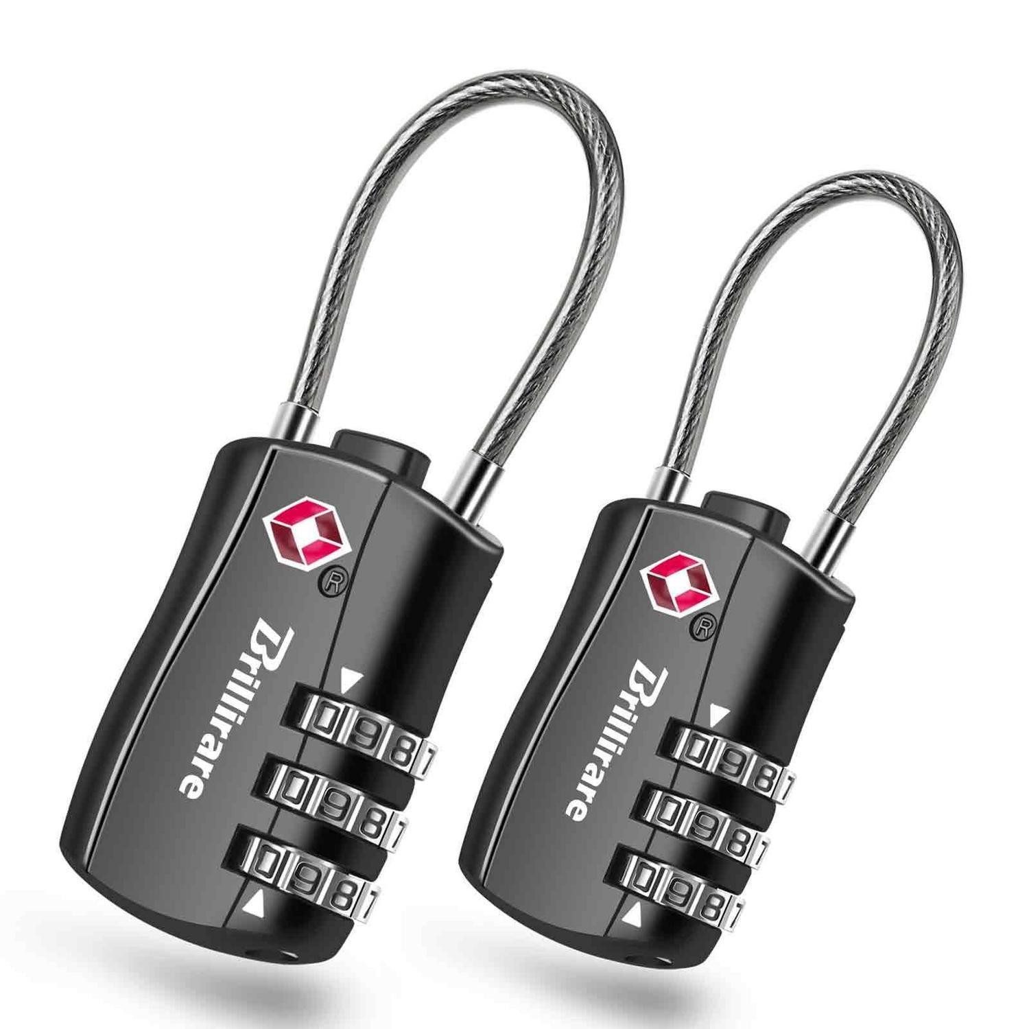 LuxusKollektion TSA-Vorhängeschloss TSA Gepäckschloss 2er Set Kombi Kabel