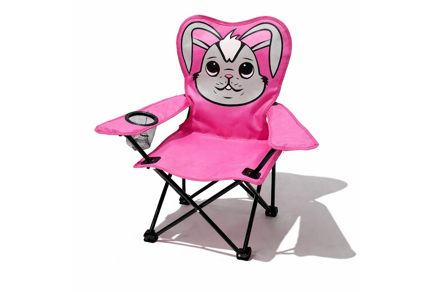 Mojawo Klappstuhl Kinder Anglersessel Pink mit Getränkehalter und Tasche Motiv Hase