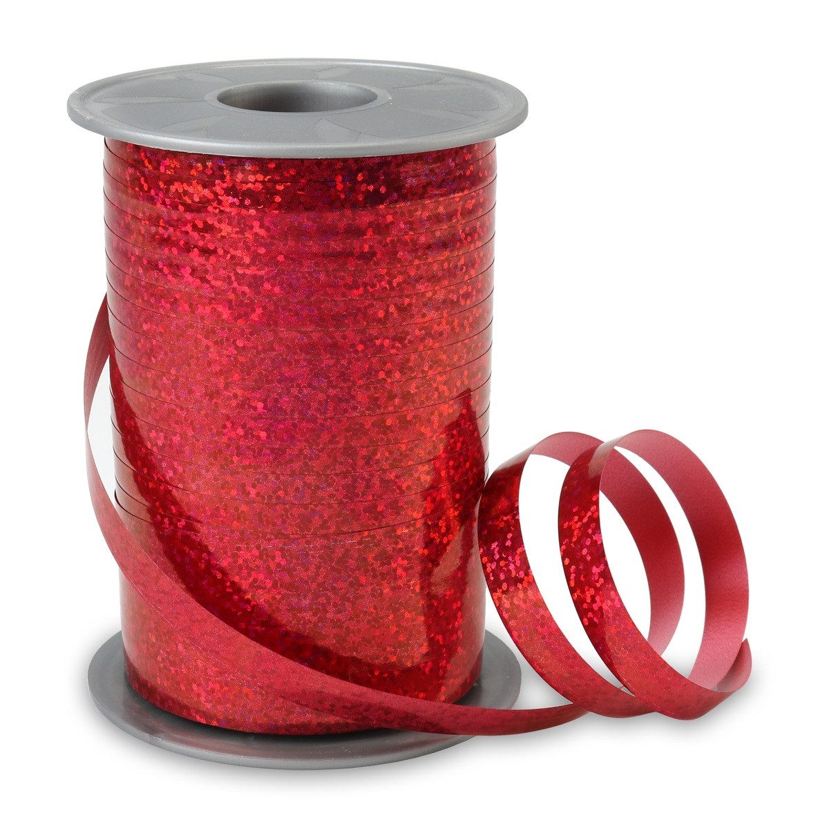 PRÄSENT Geschenkband PRÄSENT Ringelband Holly Holograpic rot 10mmx200m