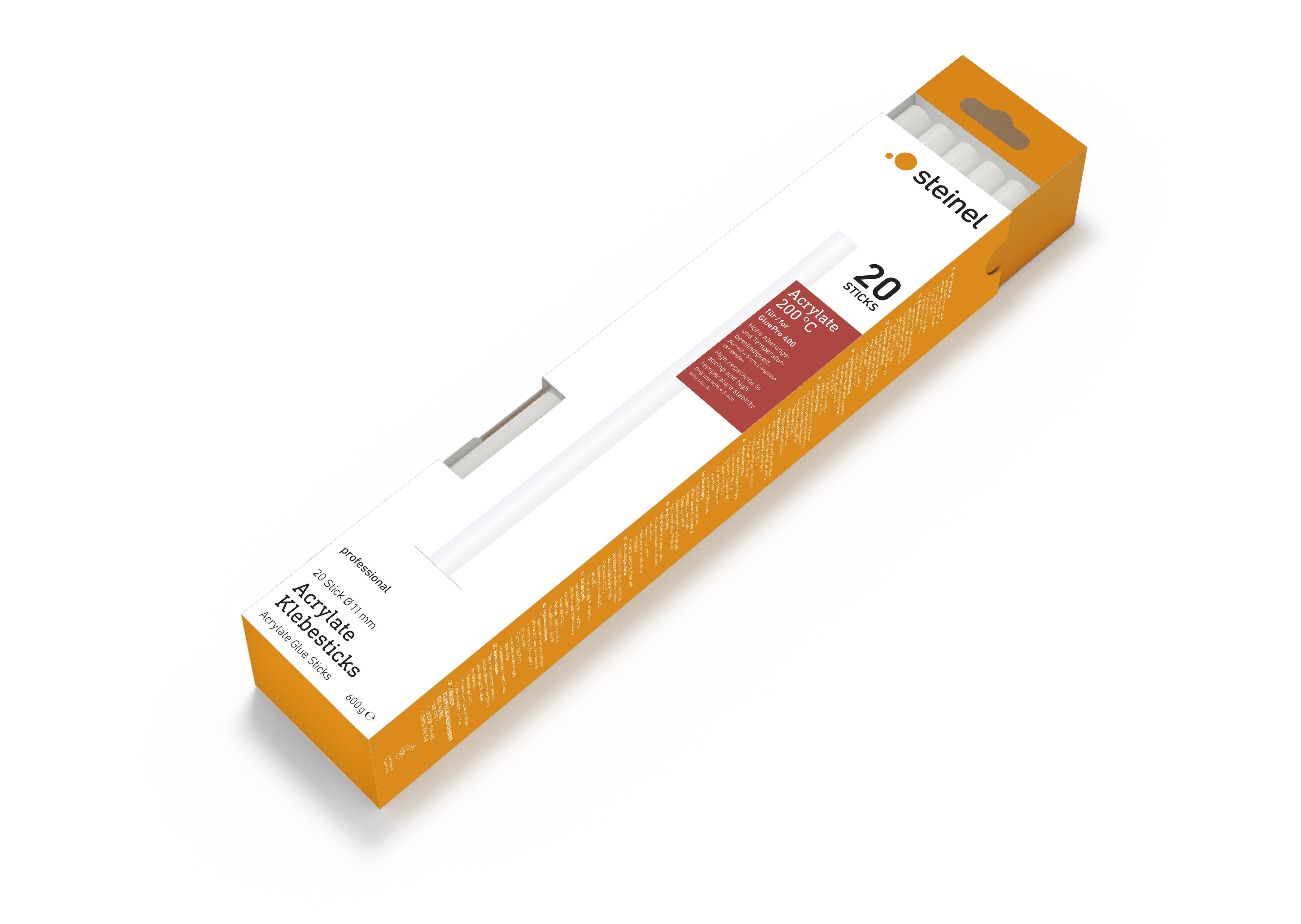 steinel Klebesticks Acrylate, Ø 11 mm, 20x Heißklebe-Patronen, Spezialkleber, Weiß