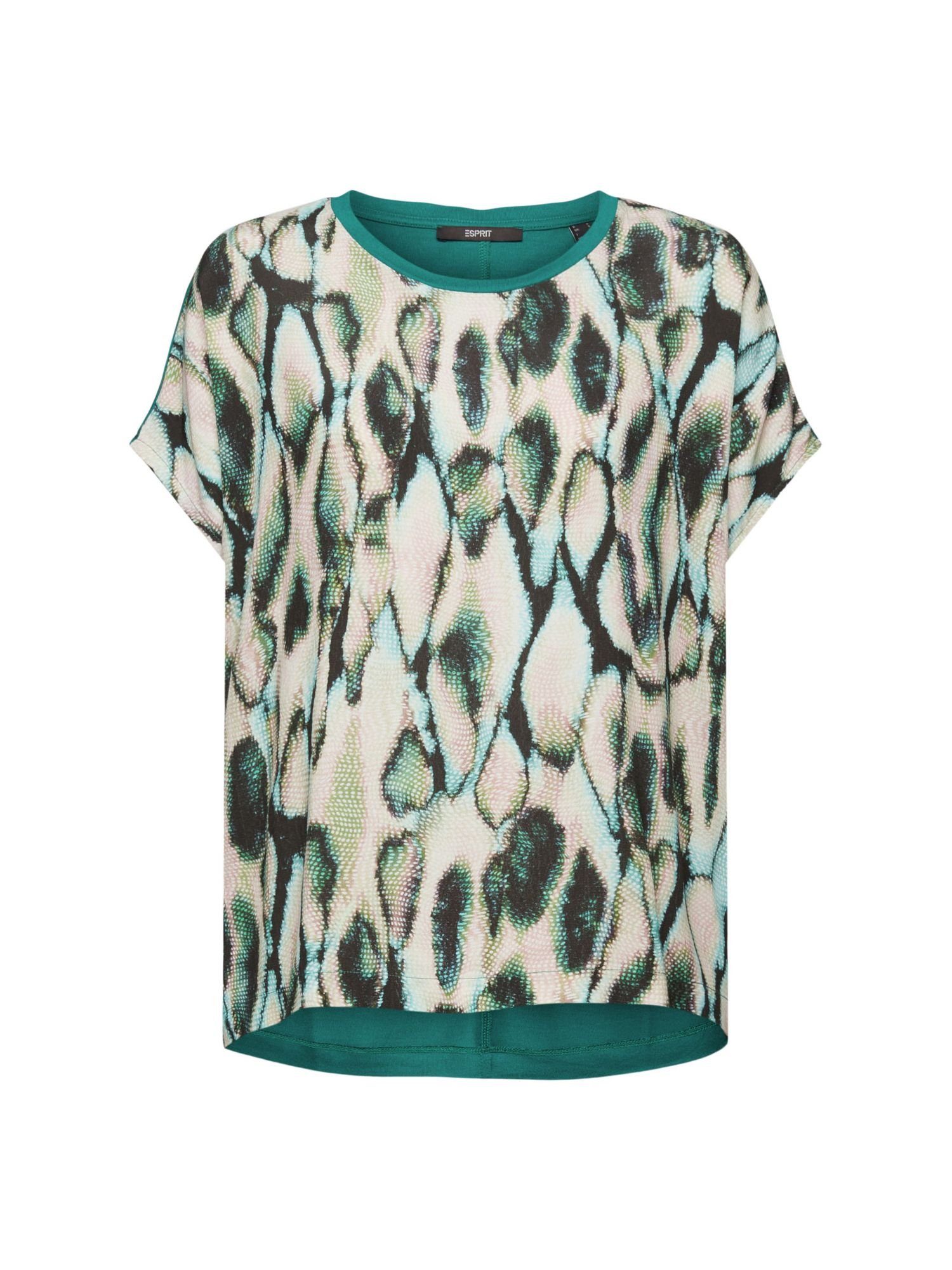 Esprit Collection T-Shirt T-Shirt aus Materialmix, LENZING™ ECOVERO™ (1-tlg) EMERALD GREEN
