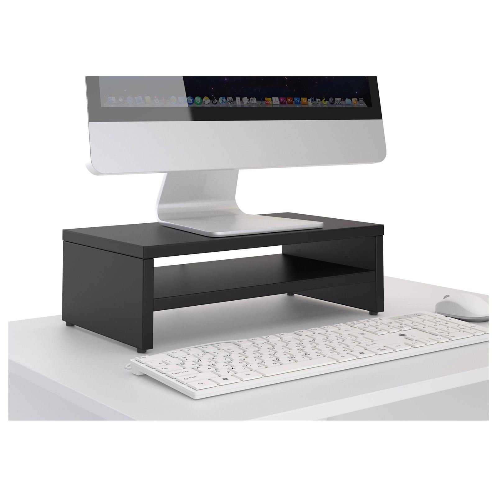 CARO-Möbel inkl. Schreibtischaufsatz schwarz SUBIDA, Ablagefach Monitorständer Monitorerhöhung Bildschirmaufsatz