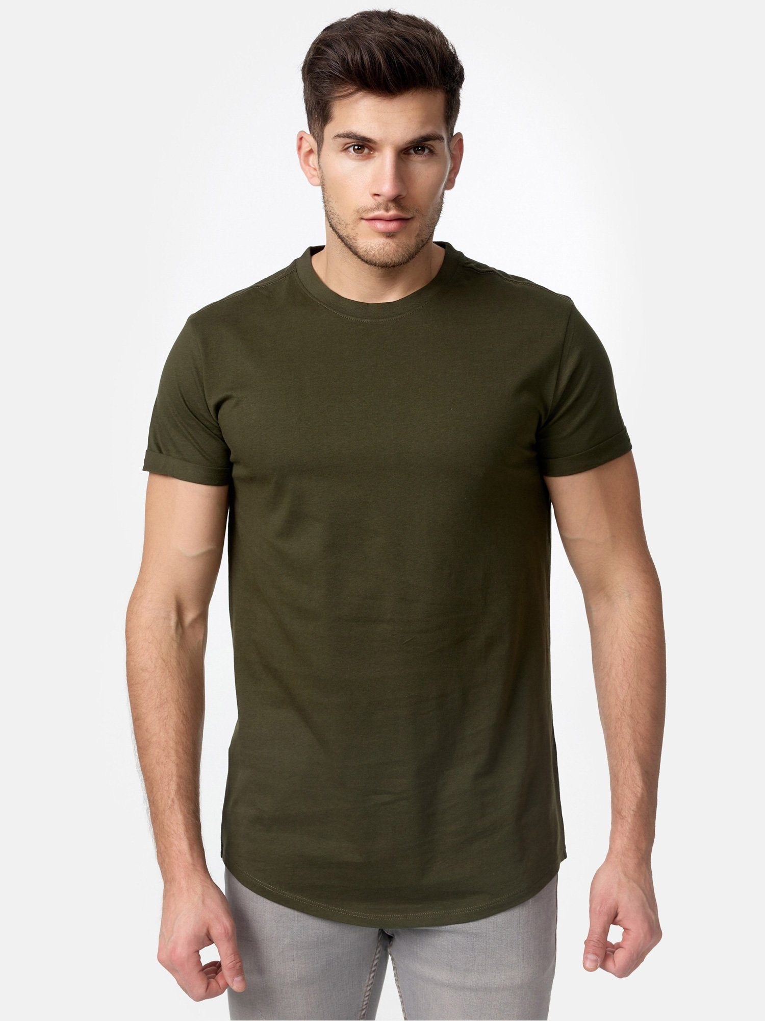 Tazzio T-Shirt Basic E105 khaki Herren Rundhalsshirt