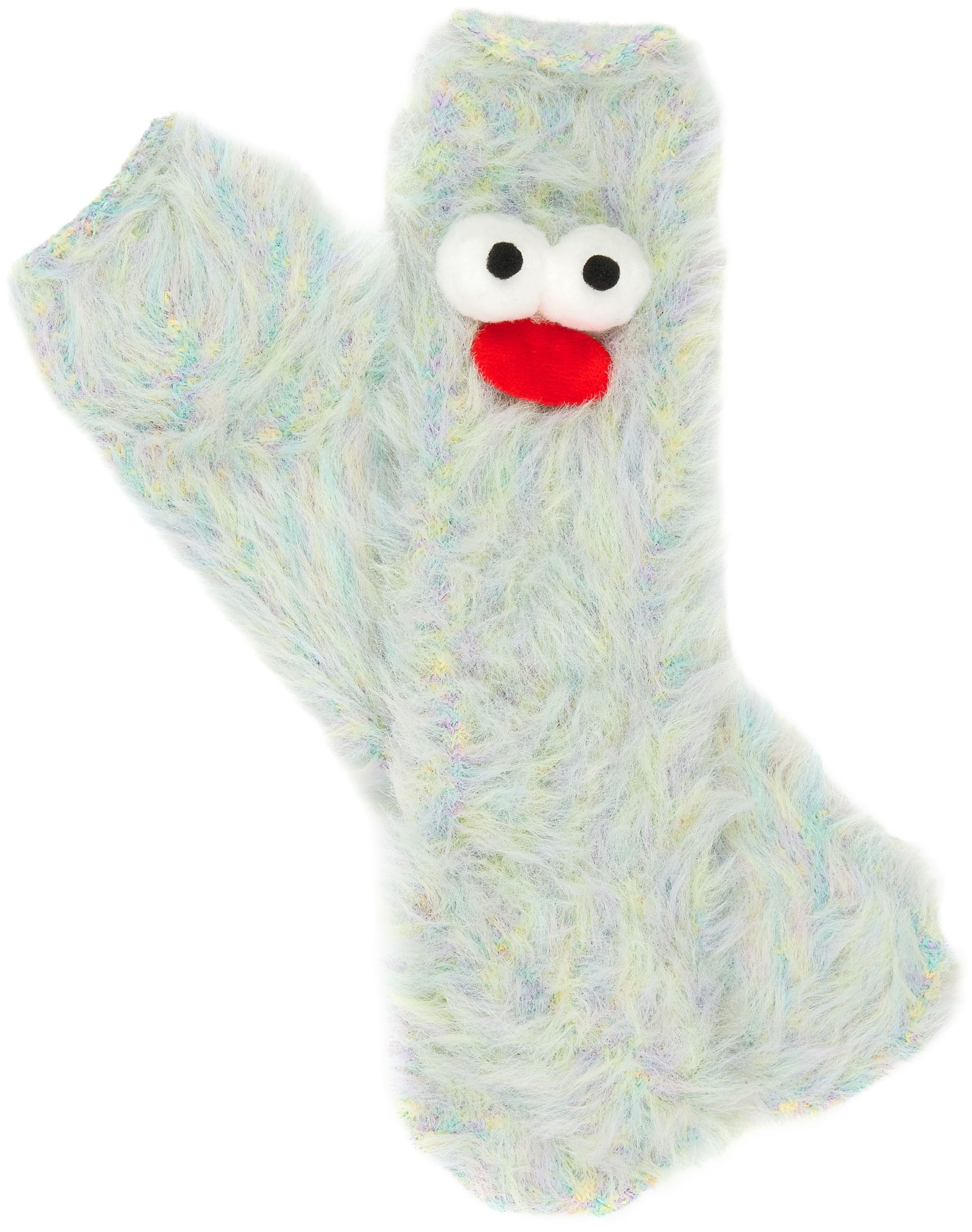 BRUBAKER Socken Lustige Cartoon Monster Plüschsocken mit Gesichtern - Warm & Flauschig (Fluffy Frank, 1-Paar, Spaßsocken) Witzige Haussocken - Geschenk für Erwachsene und Kinder