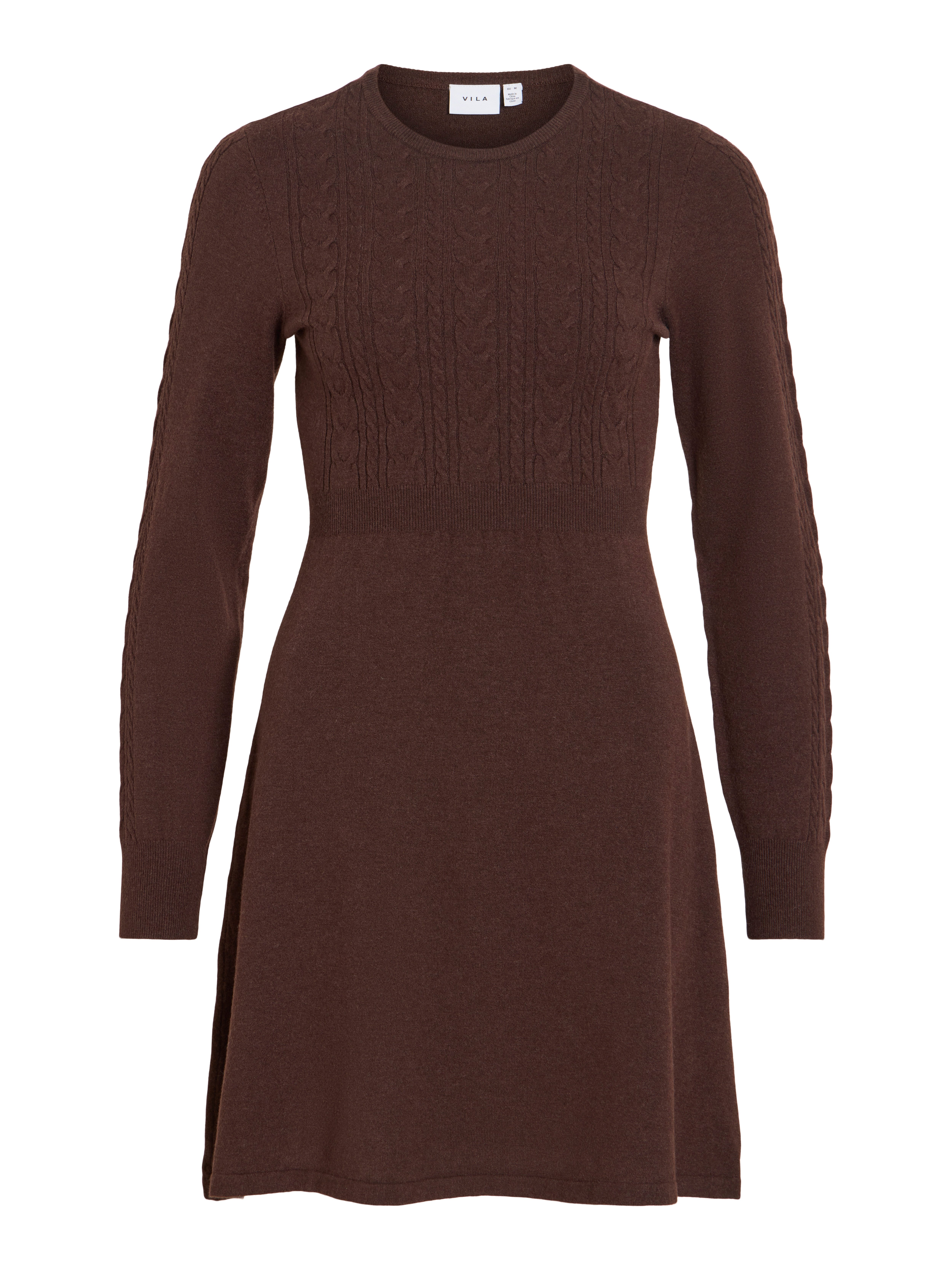 Vila Minikleid VIKERRY O-NECK L/S CABLE KNIT DRESS NOOS aus Materialmix mit Viskose