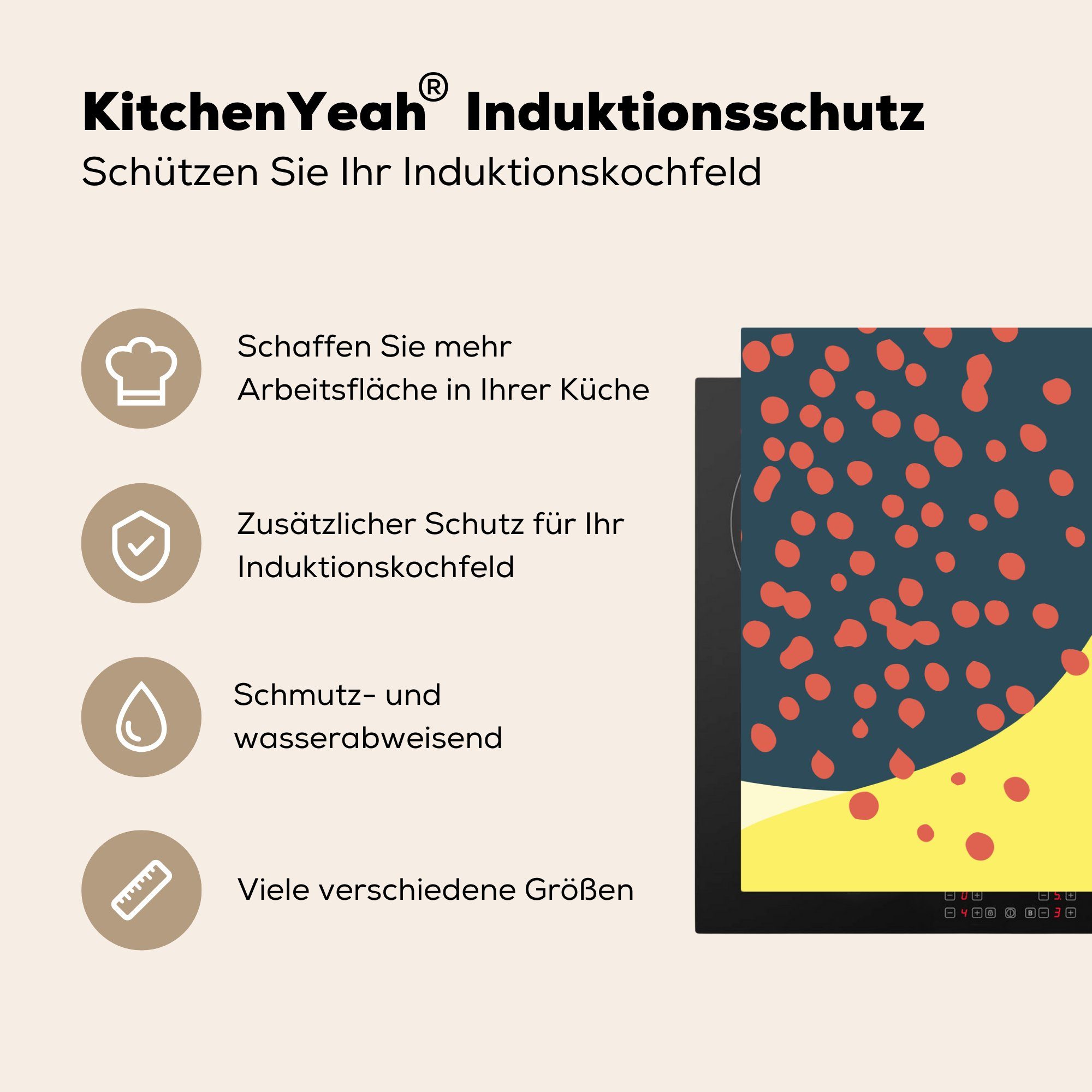 MuchoWow Herdblende-/Abdeckplatte Sommer - Spot Vinyl, - Induktionskochfeld Punkte, küche, Ceranfeldabdeckung tlg), für (1 die Schutz cm, 81x52