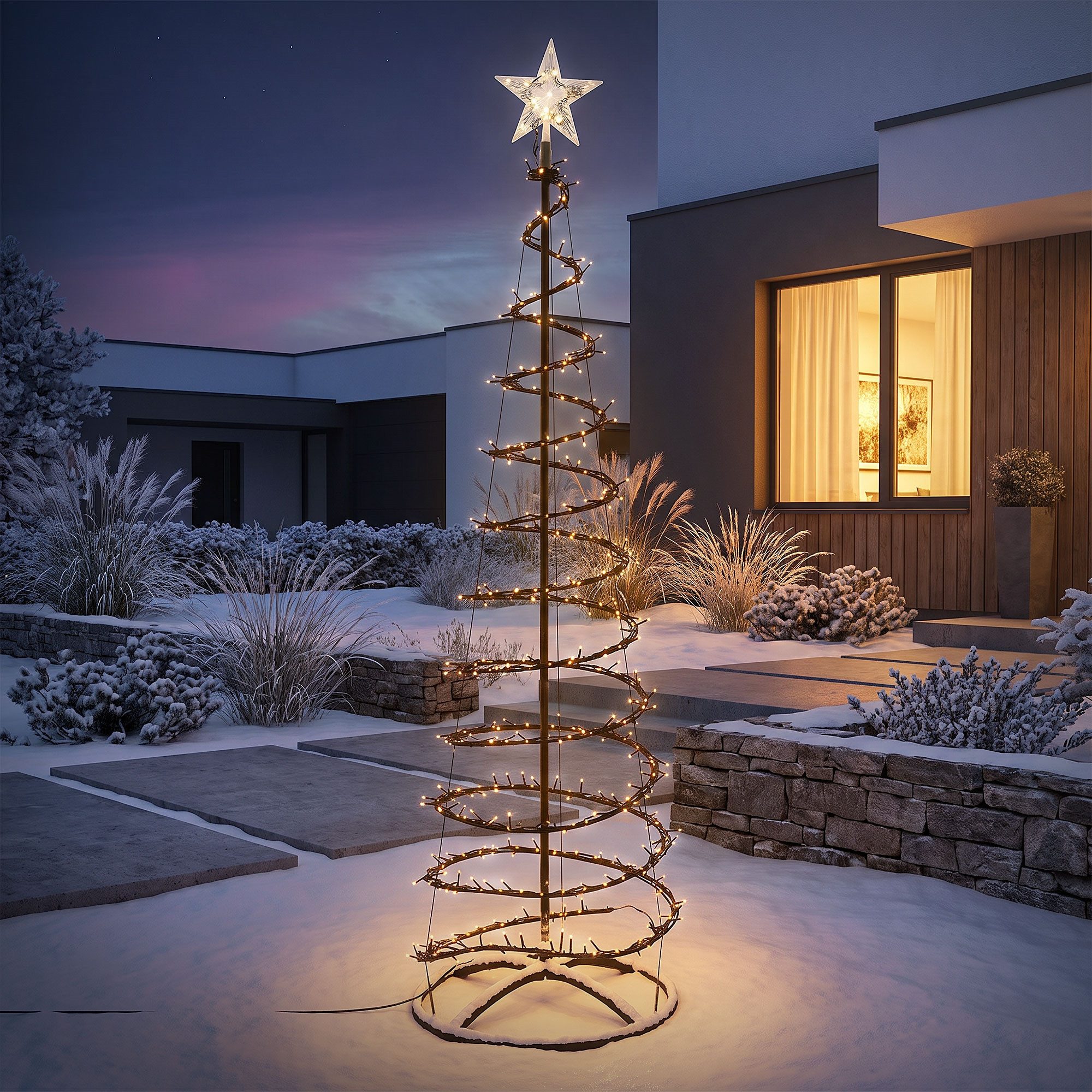 ECD Germany LED Baum LED Weihnachtsbaum Außen Weihnachtsdeko mit Beleuchtung Lichterbaum, LED, Warmweiß, Tannenbaum 180 cm mit Lichterkette Weihnachtsbeleuchtung Warmweiß
