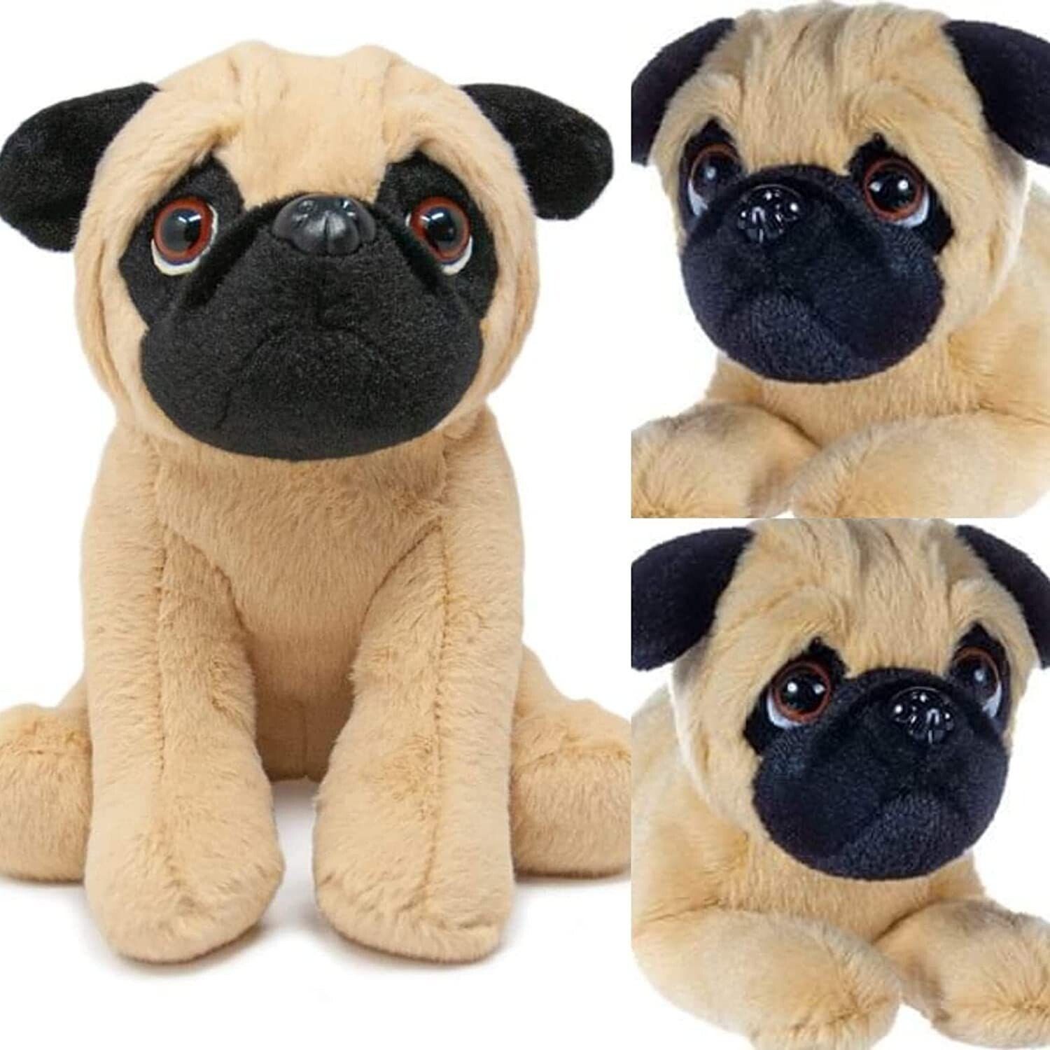 L und B Plüsch Kuscheltier Hund Mops ca. 20 cm, klassisch weichen Plüsch Welpe