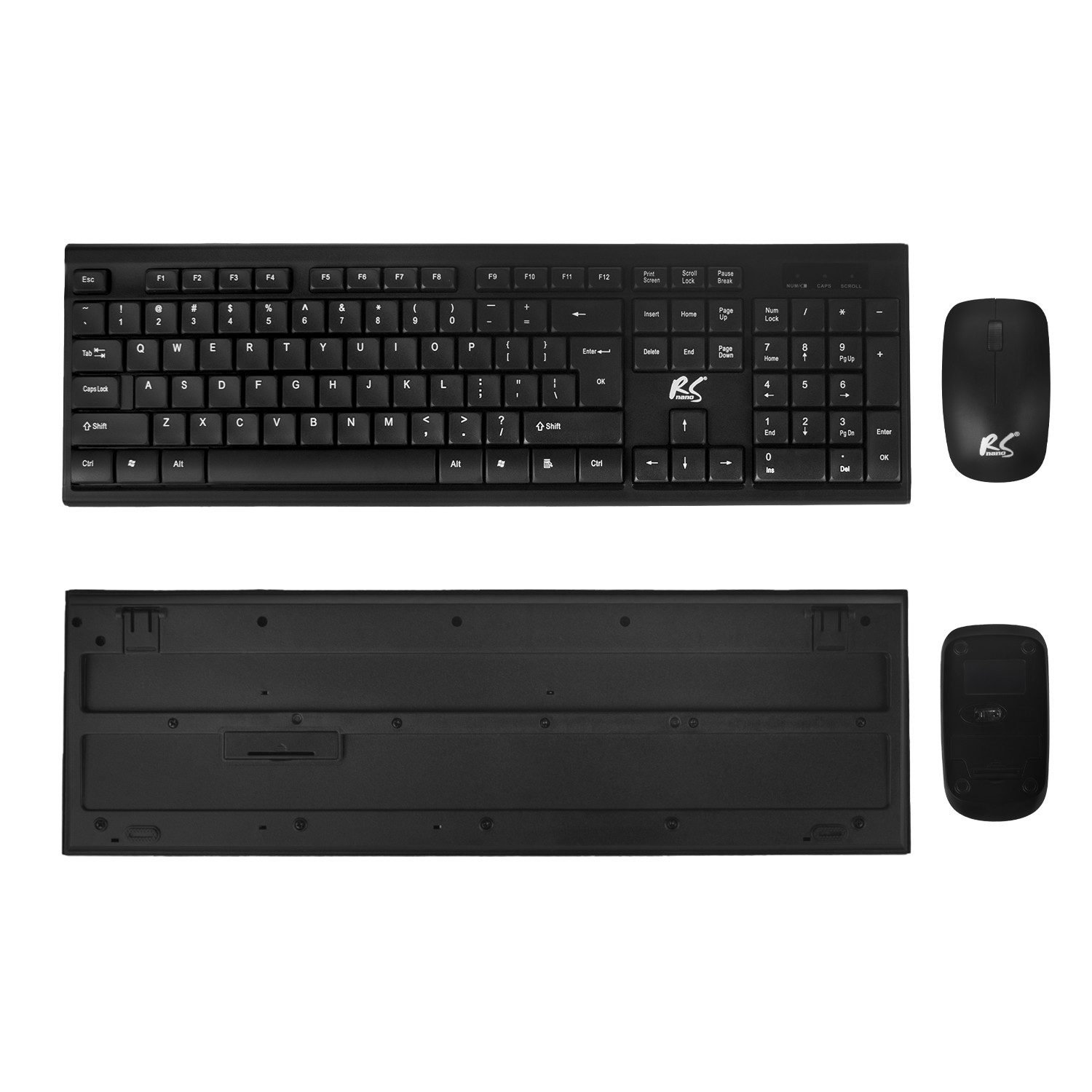 NanoRS RS580 QWERTY ergonomische Tastatur (Kabelloses Tastatur- und Maus-Set QWERTY)