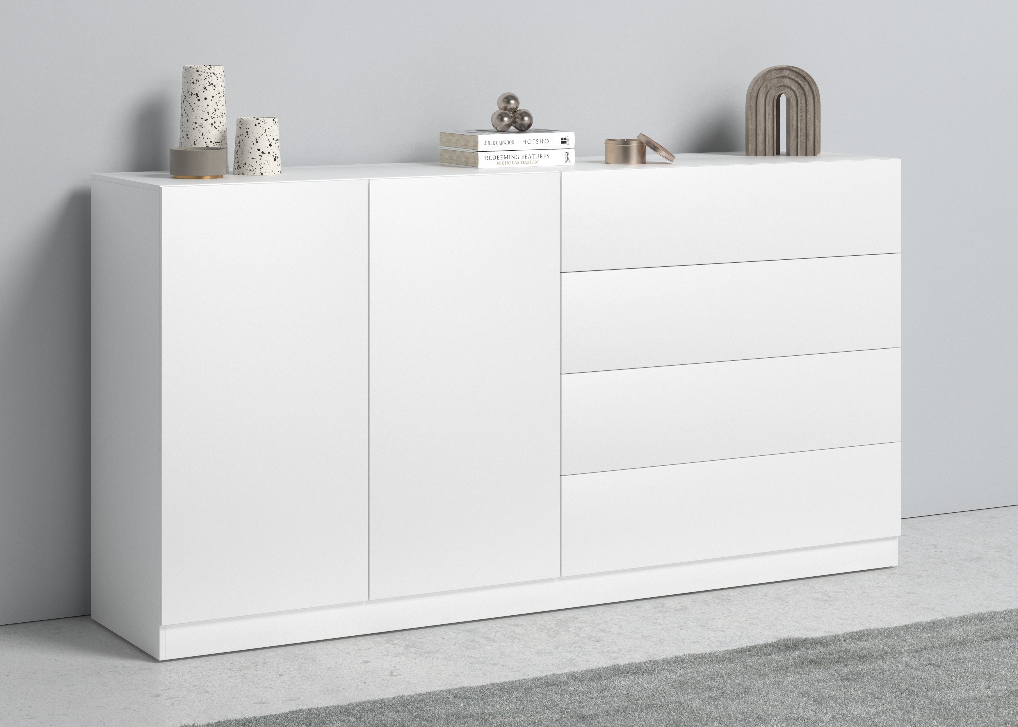 borchardt Möbel Sideboard Vaasa, Breite 152 cm weiß matt