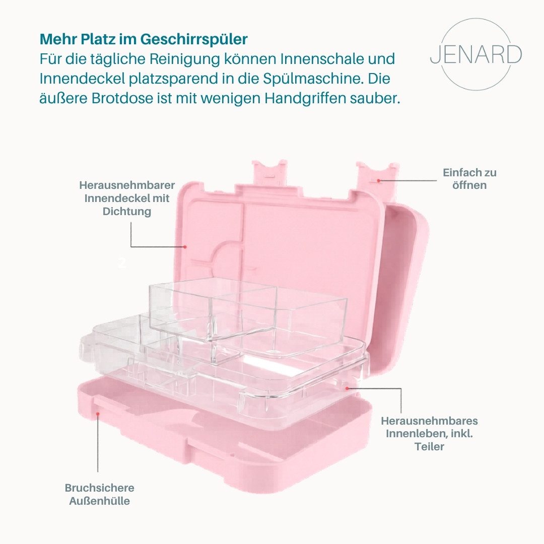 JENARD Lunchbox Brotdosen Set Kinder mit Edelstahl Trinkflasche Regenbogen, Edelstahl, PP, (Brotdosen- und Trinkflaschen-Set, 2-teiliges Set, Brotdose & Trinkfl – Bild 5 von 5