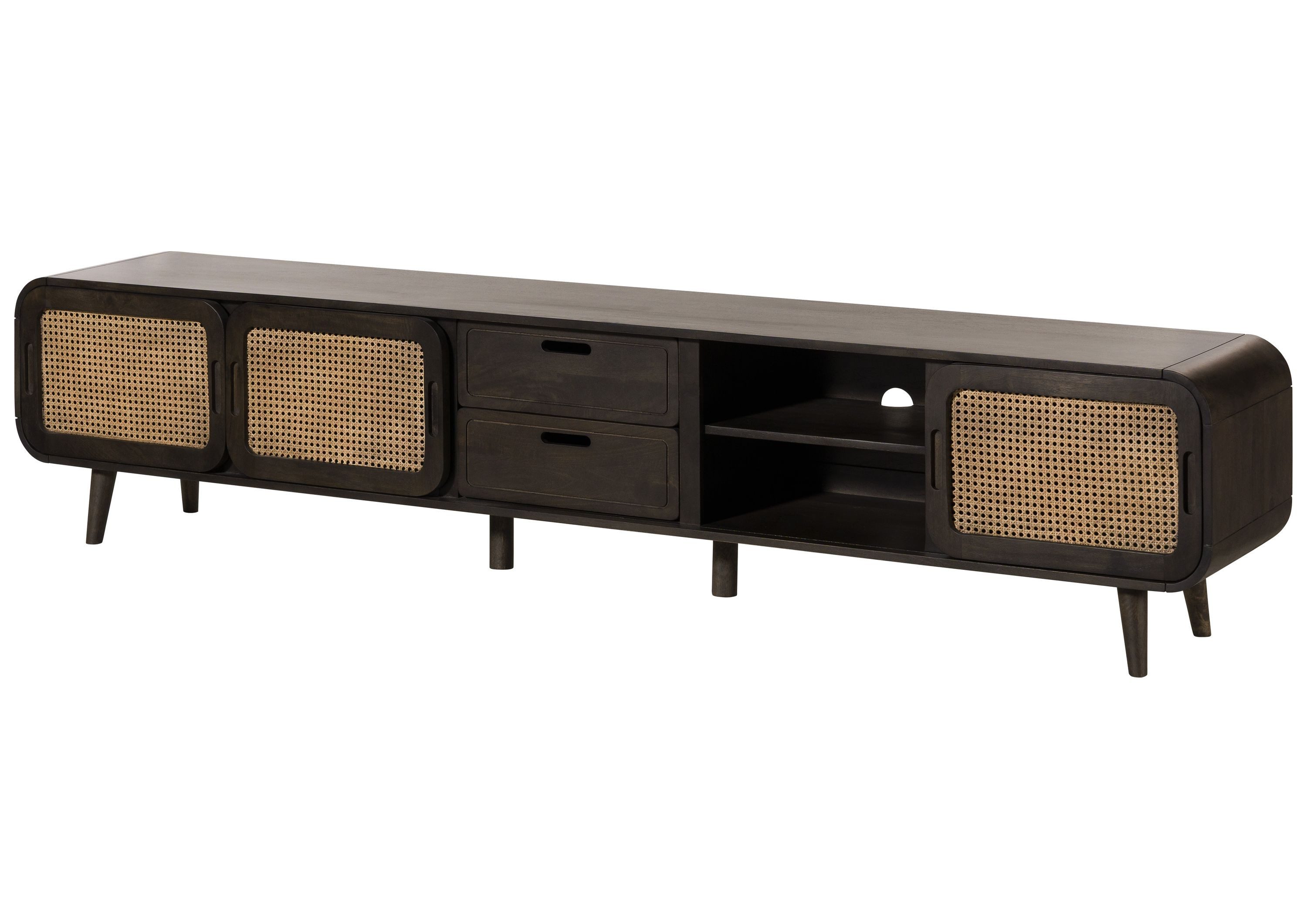 Massivmoebel24 TV-Board VALENCIA (Massivholz), Mango 240x40x50 dunkelgrau lackiert VALENCIA #225