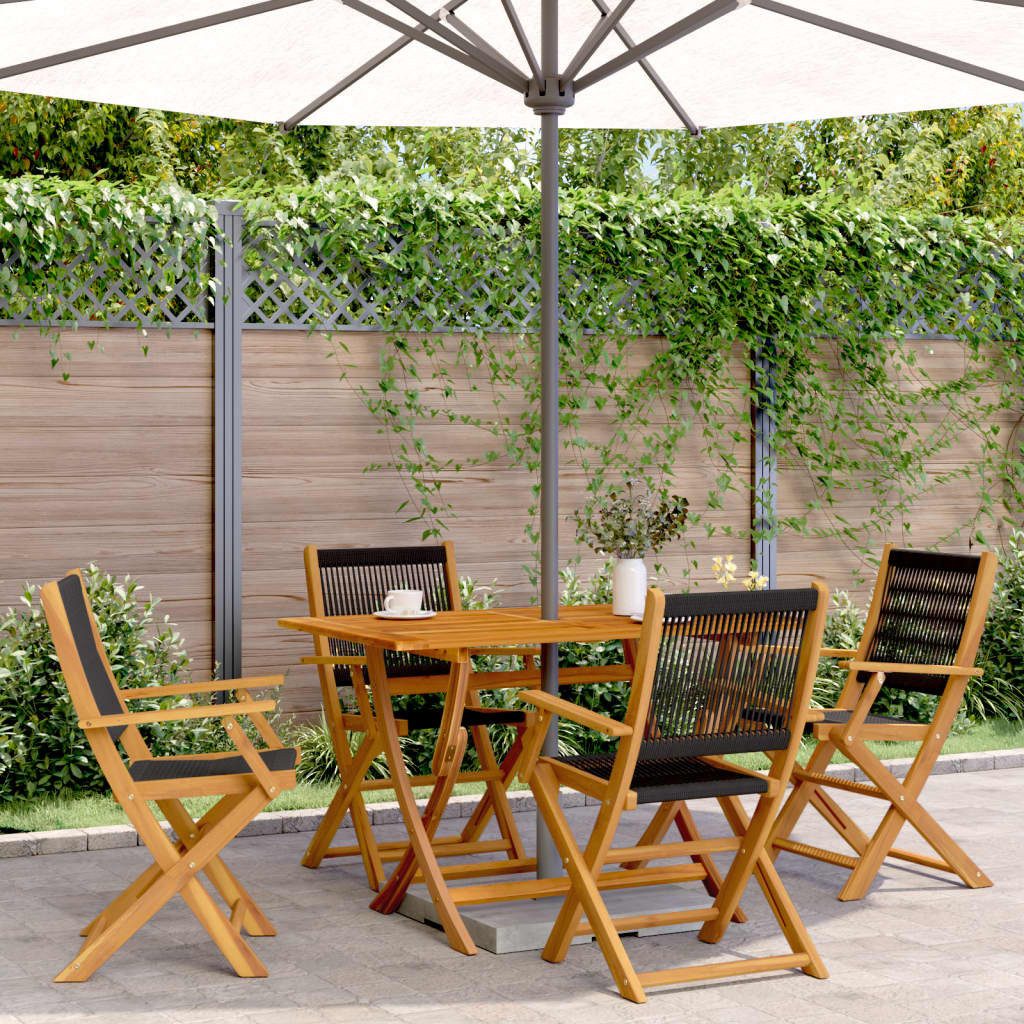 vidaXL Gartenstuhl Klappstühle, 4 Stück, schwarzes Massivholz (4 St)
