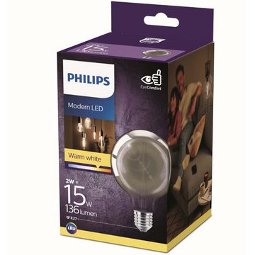 Philips LED-Leuchtmittel LED Lampe ersetzt 11W, E27 Globe G93, grau, warmweiß, 115 Lumen, nicht, n.v, warmweiss