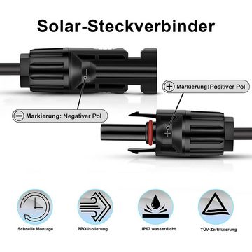 GLIESE Solaranlage Schwarz 3m 2.5mm2 Solarkabel mit Stecker, den Anschluss von Fotovoltaikanlagen verwendet.