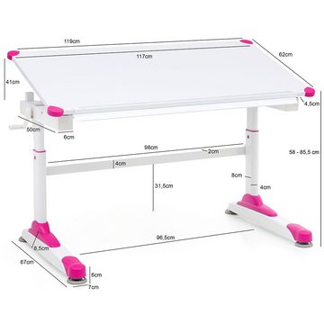 Lomadox Schreibtisch, Design Holz Pink/Weiß Maltisch B/H/T ca. 119/85,5/67cm