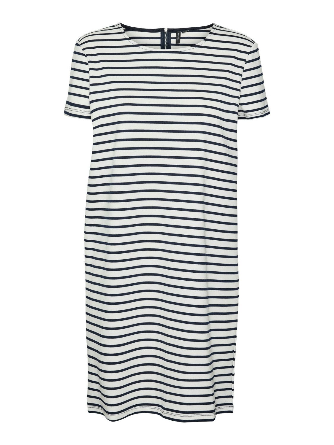 Vero Moda Shirtkleid Kurzes Kurzarm Rundhals Midi für Damen (kurz) Normal Fit unifarben schnell trocknend Reißverschluss Rundhals