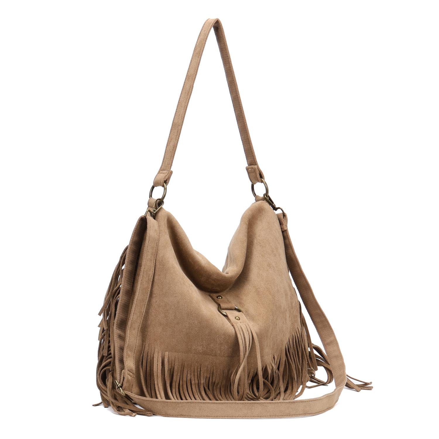 ITALYSHOP24 Schultertasche Damen Tasche Shopper Fransentasche Umhängetasche günstig online kaufen