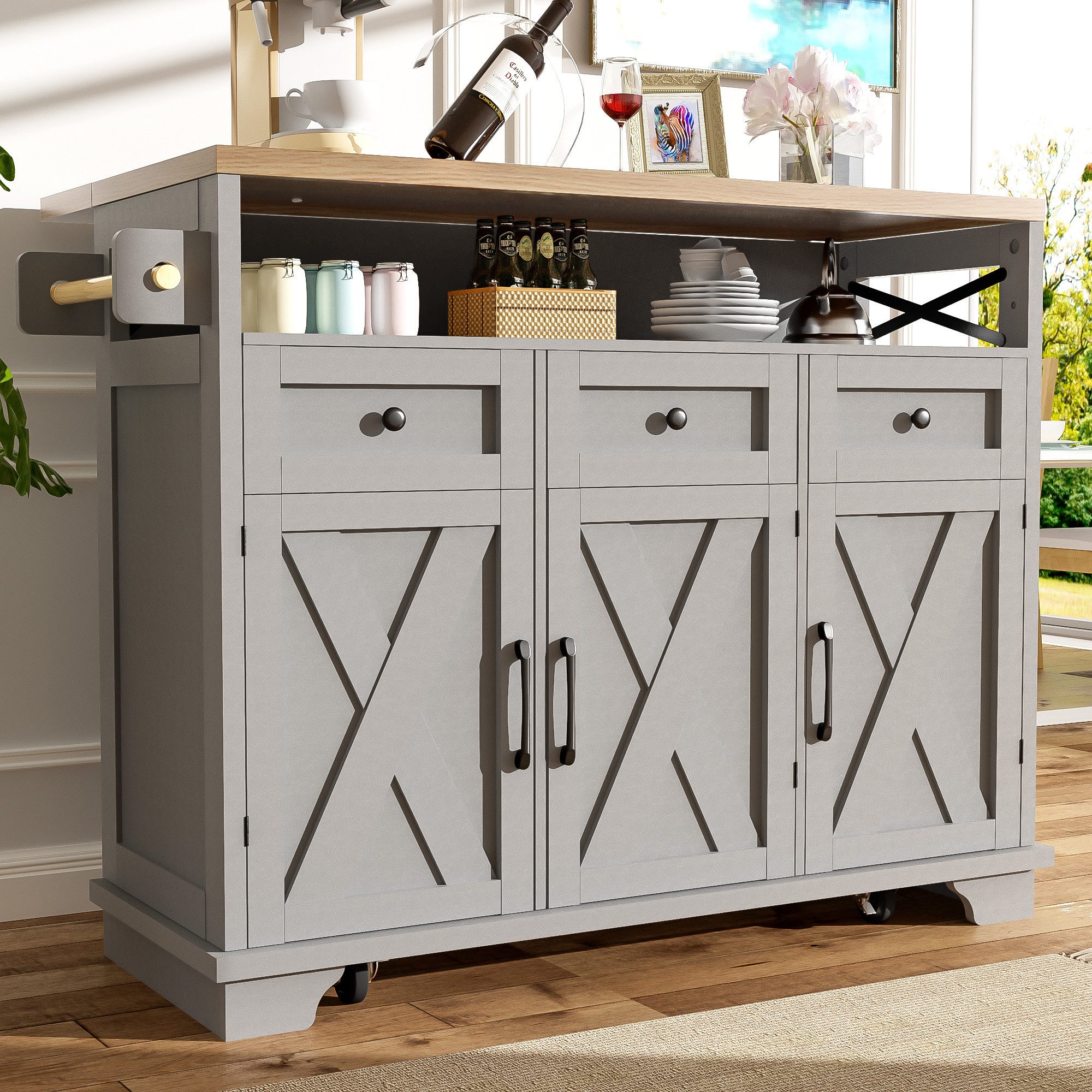 KLAM HOME Küchenwagen Kücheninsel mit Rollen günstig online kaufen