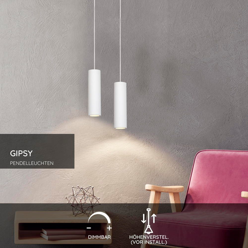 Lucide Pendelleuchte Gips-Pendelleuchte Gipsy in rund, GU10