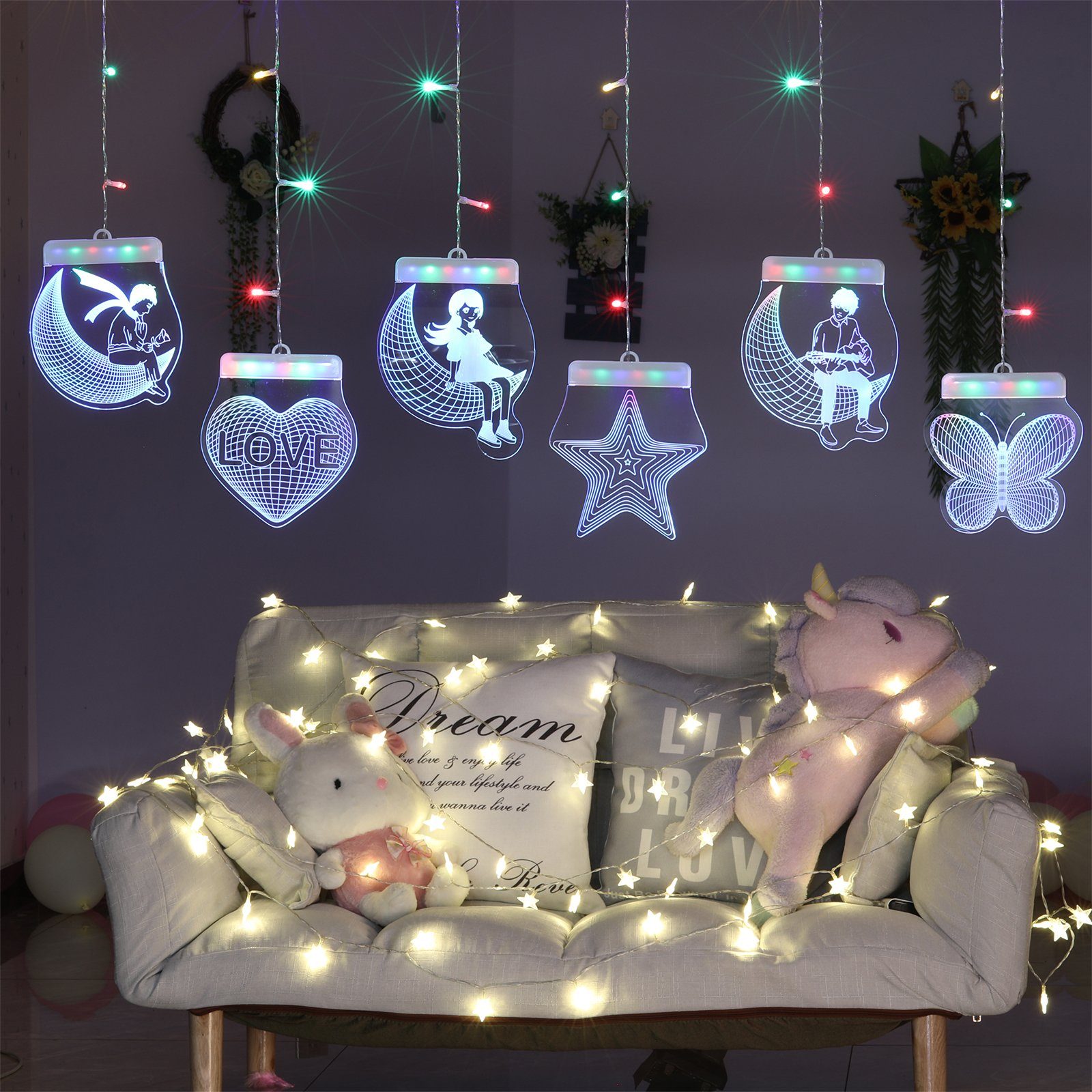 Sunicol LED-Lichterkette LED Lichtervorhang, Dimmbare Twinkle günstig online kaufen