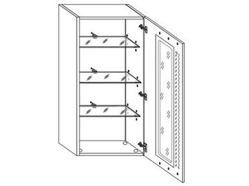 möbelando Hängevitrine Lewes Moderne Hängevitrine, Korpus aus Spanplatte in Graphit (innen in Artisan Eiche Nachbildung), Front aus MDF in Lack Laminat Graphit supermatt, Absetzung in Artisan Eiche Nachbildung mit 1 Glas-/Holztür und 3 Glaseinlegeböden, inkl. LED-Beleuchtung. Breite 52 cm, Höhe 128 cm, Tiefe 37 cm