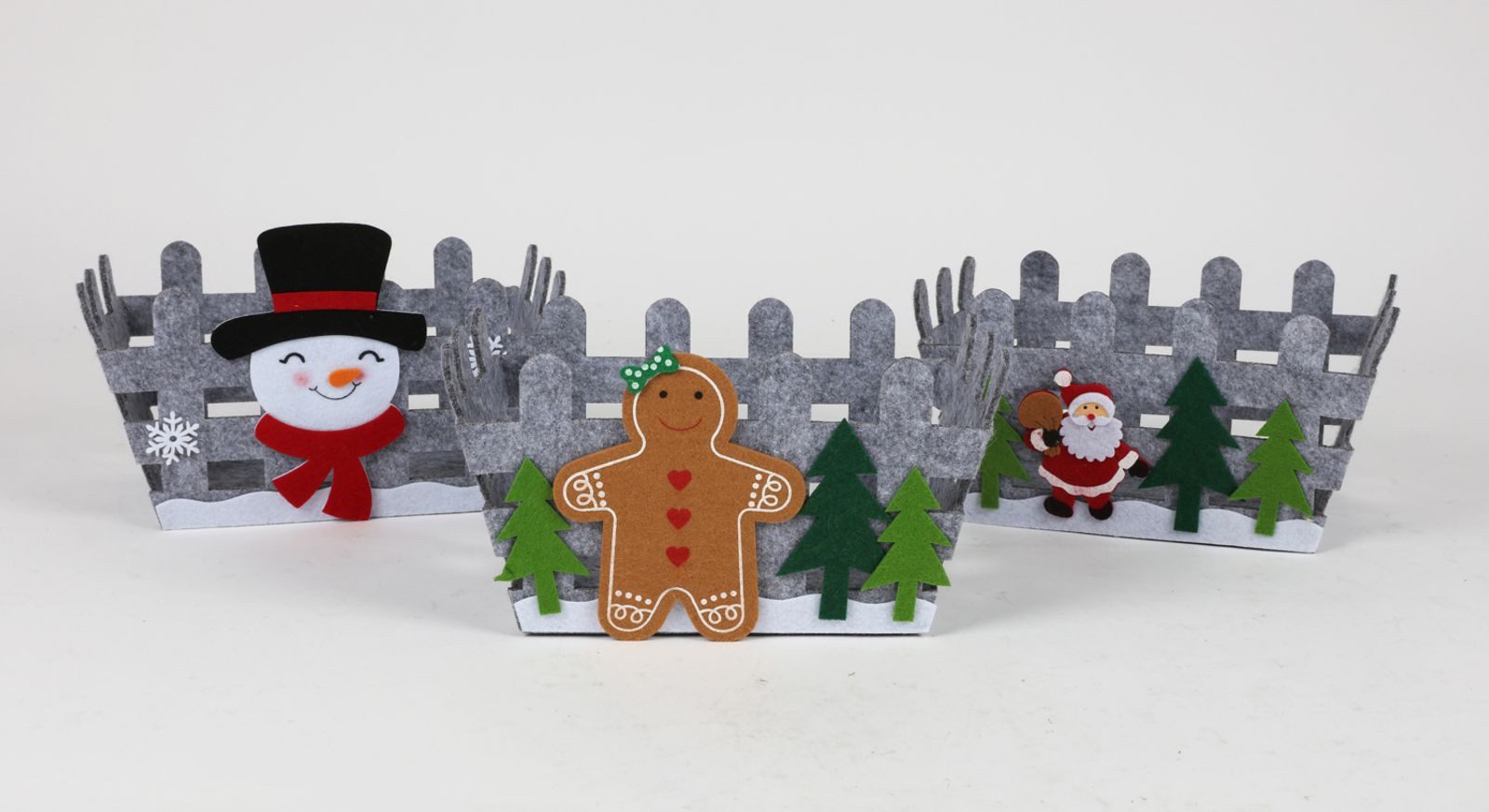 BURI Dekofigur Filz-Körbchen Geschenkkörbchen Weihnachtsdeko grau ca. 23x16x13 cm