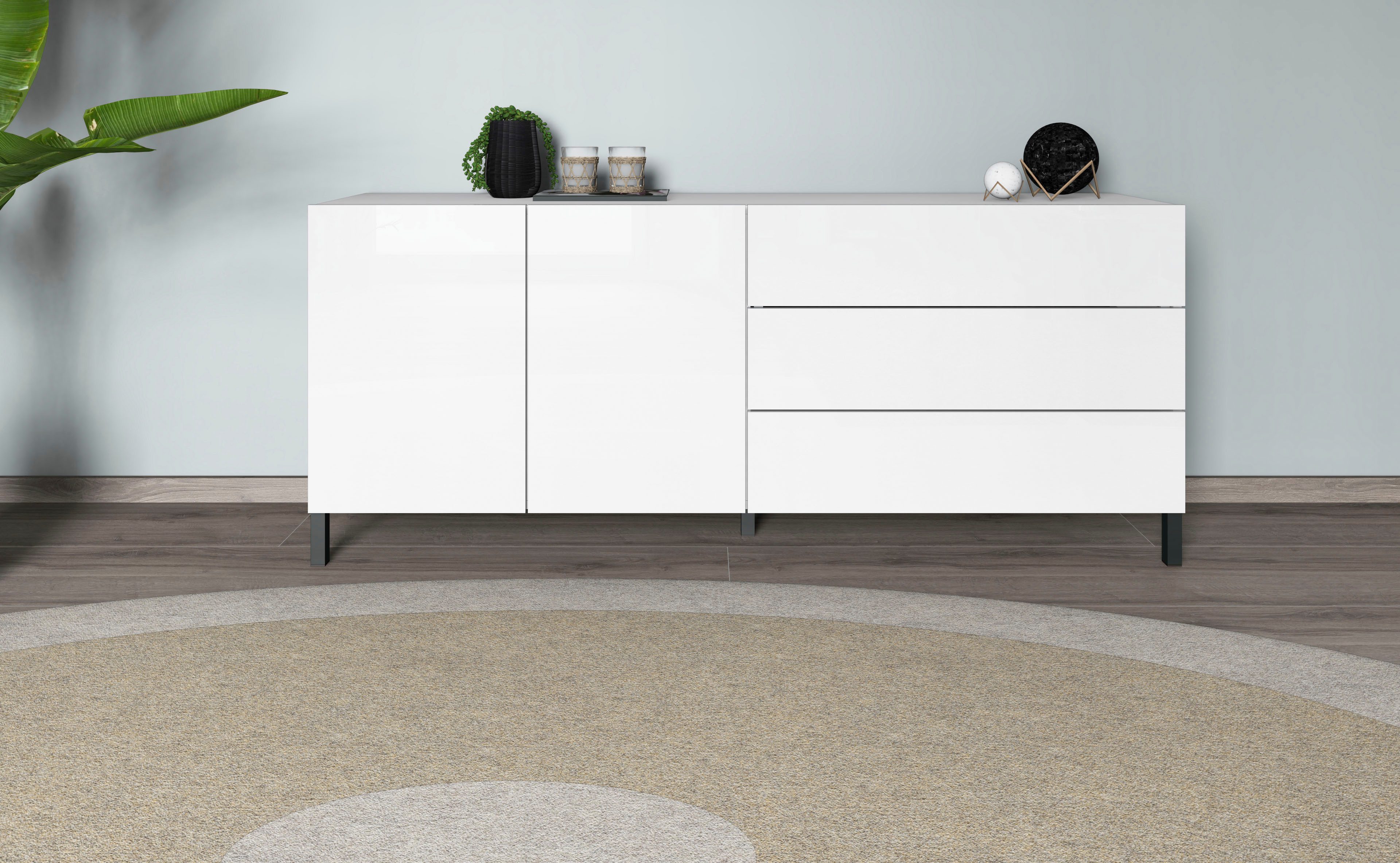 borchardt Möbel Sideboard, Metallfüße, grifflose Optik