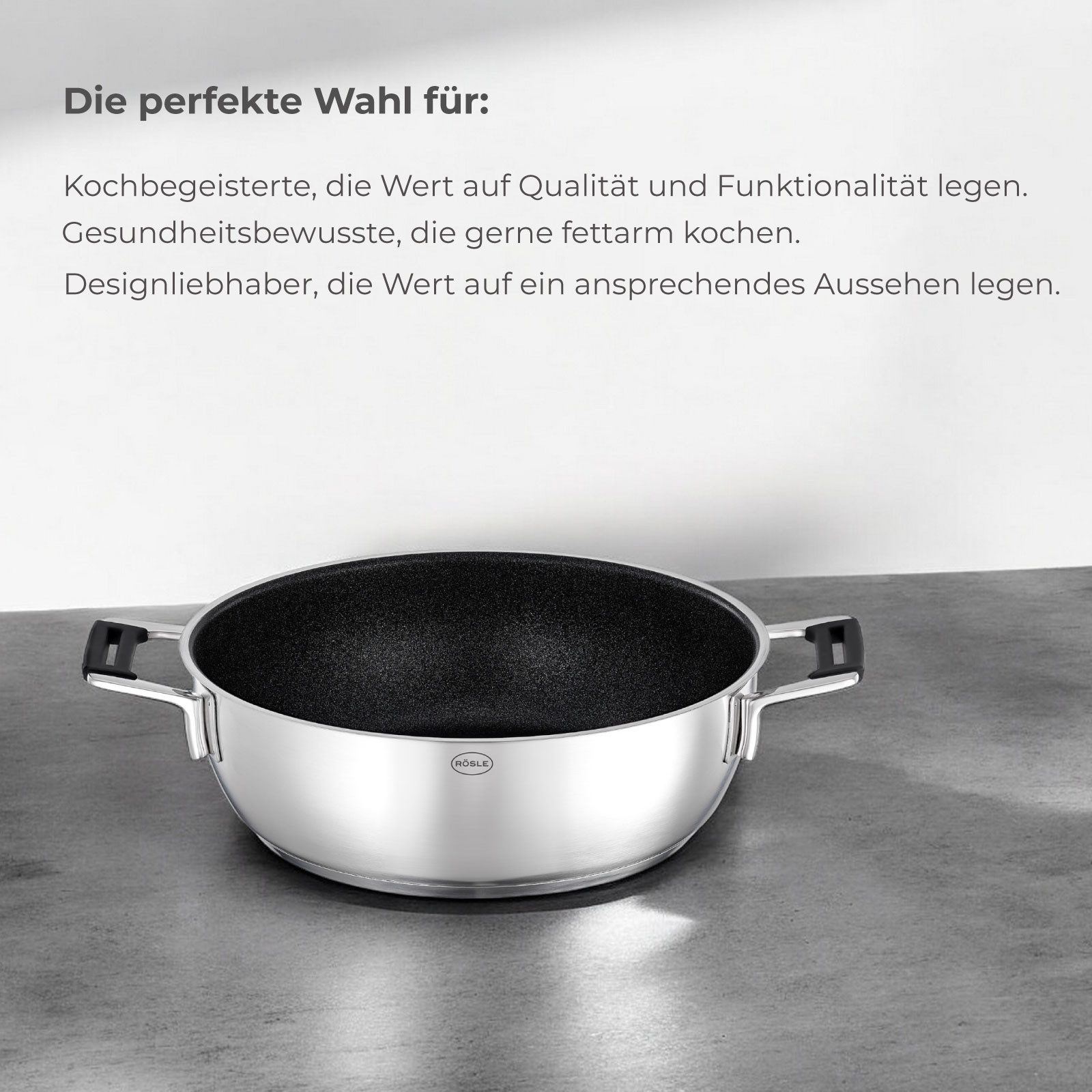 RÖSLE Bratpfanne RÖSLE 13616 Servierpfanne SILENCE PRO Ø 28 cm ProResist mit Deckel – Bild 5 von 5