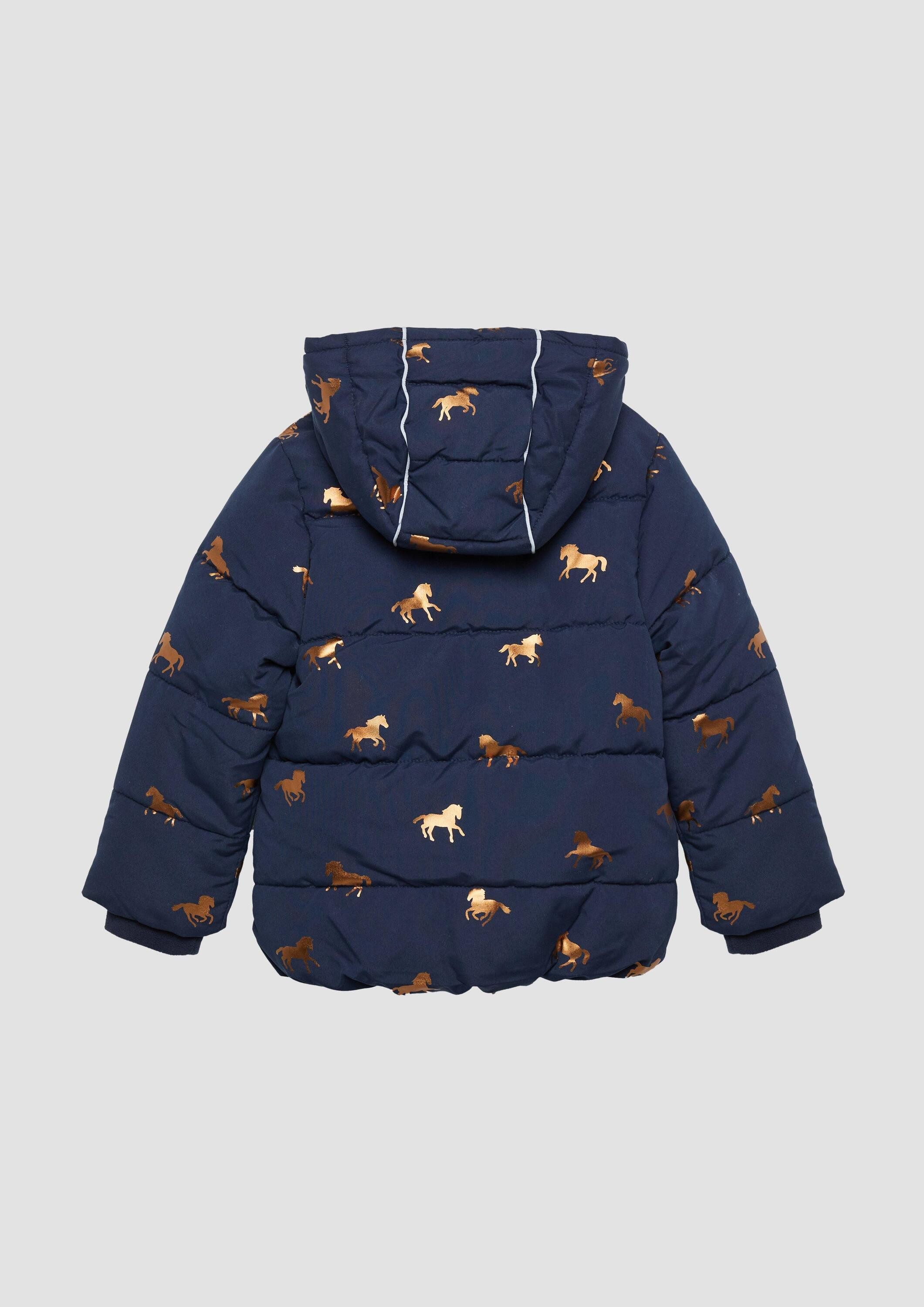 s.Oliver Winterjacke Outdoor-Jacke Steppjacke mit schimmerndem Print und Fleecefutter