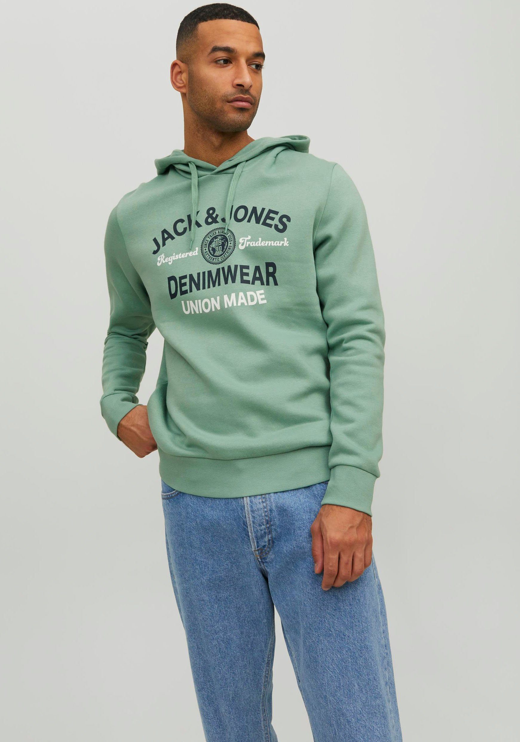 Jack & Jones Kapuzensweatshirt LOGO SWEAT HOOD granite green