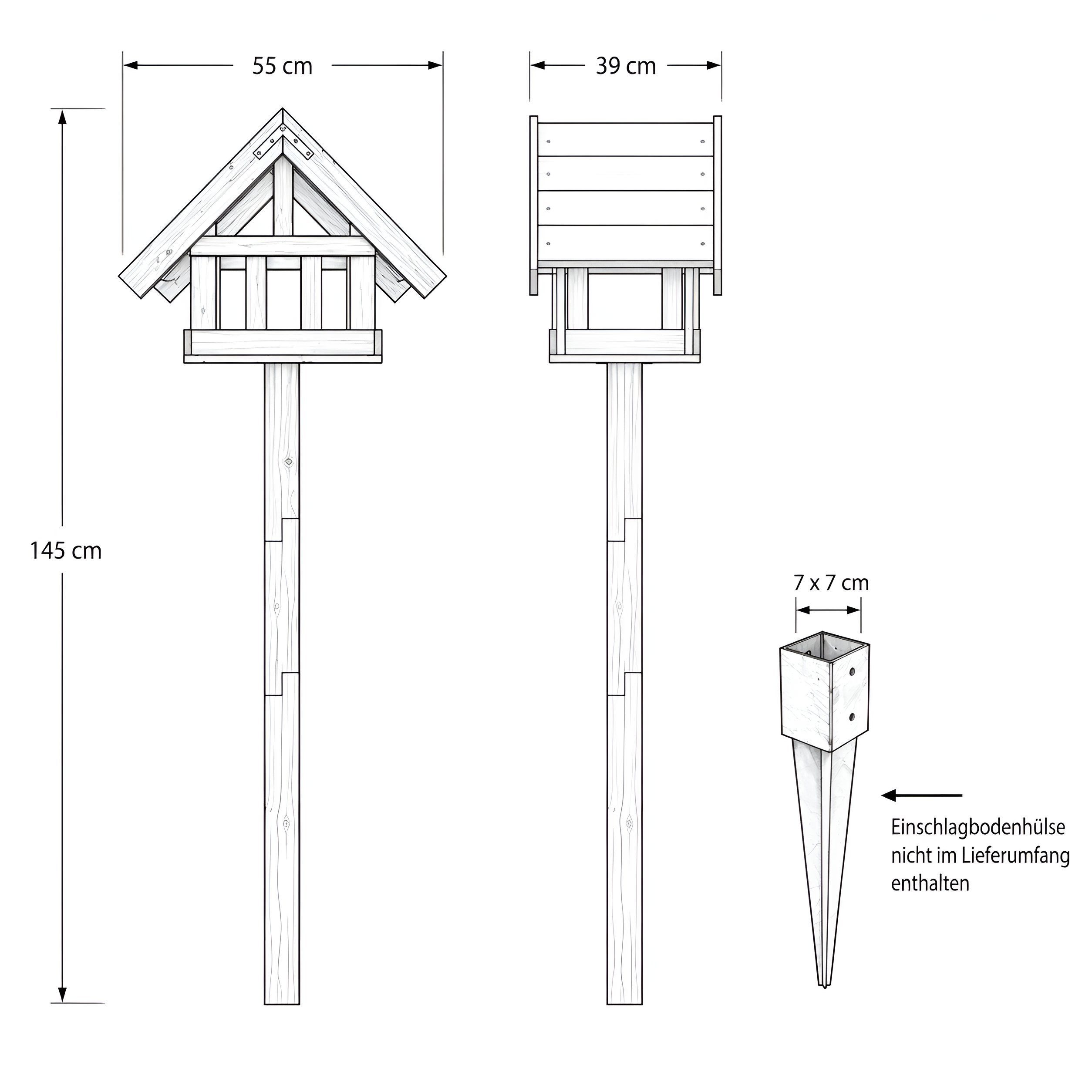 colourliving Vogelhaus Vogelfutterhaus mit Ständer – Futterstation für Wildvögel im Garten, aus Holz, wetterfest, 145 cm hoch