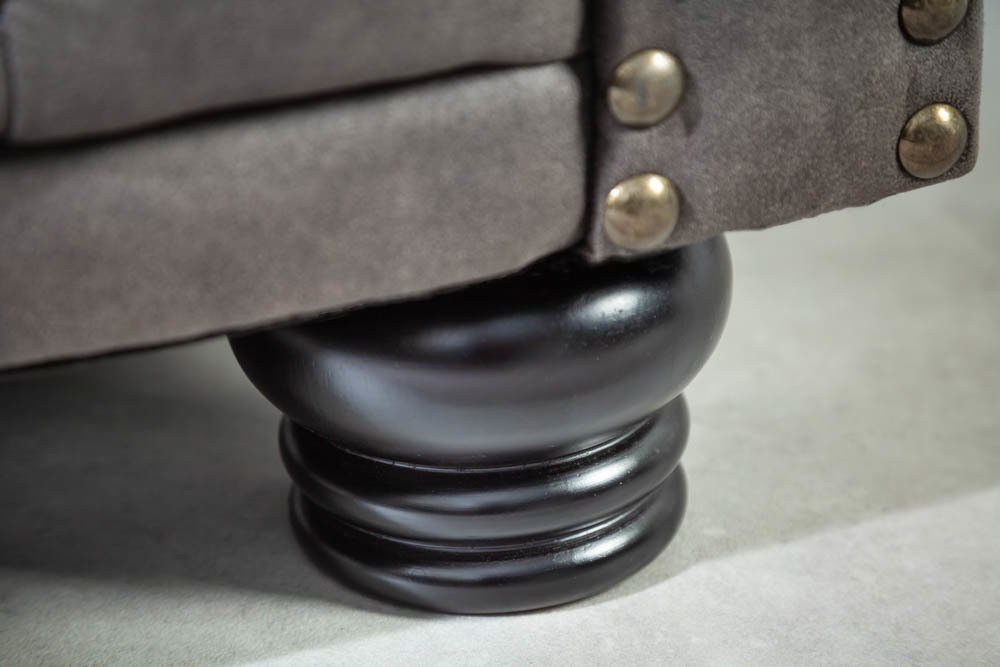 im vintage 1 riess-ambiente Federkern taupe, Couch 2-Sitzer CHESTERFIELD · Sofa grau · mit Teile, · Chesterfield-Design 150cm