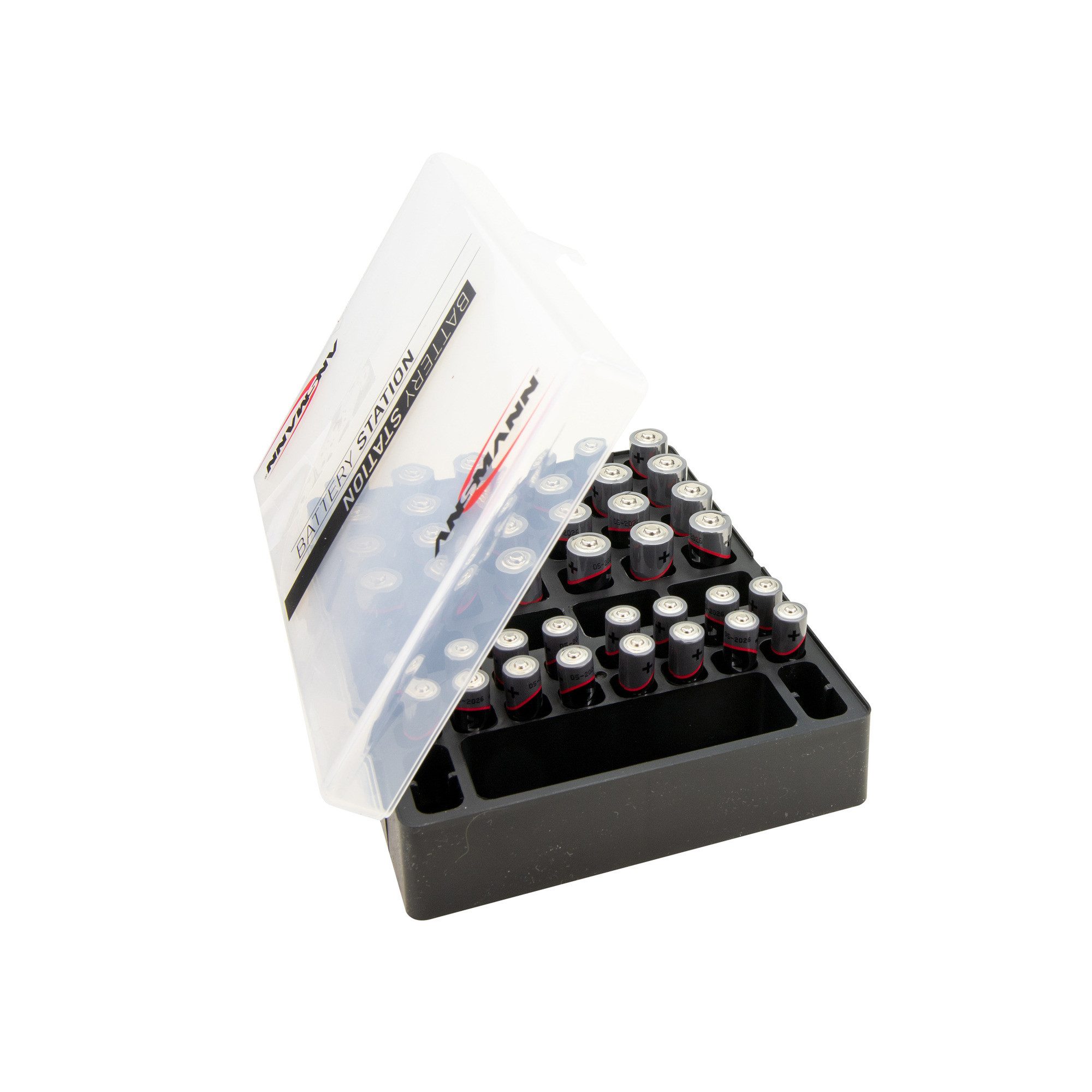 ANSMANN AG Batteriebox für 48 Batterien Akkus, 5 Stück, für Größe AAA, AA, 9V Akku