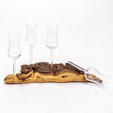 Deggelbam Grappaglas 4er Grappawurzel, Echtholzwurzel mit Schnapsgläser, Deko, Handgemachte Unikate aus Bayern