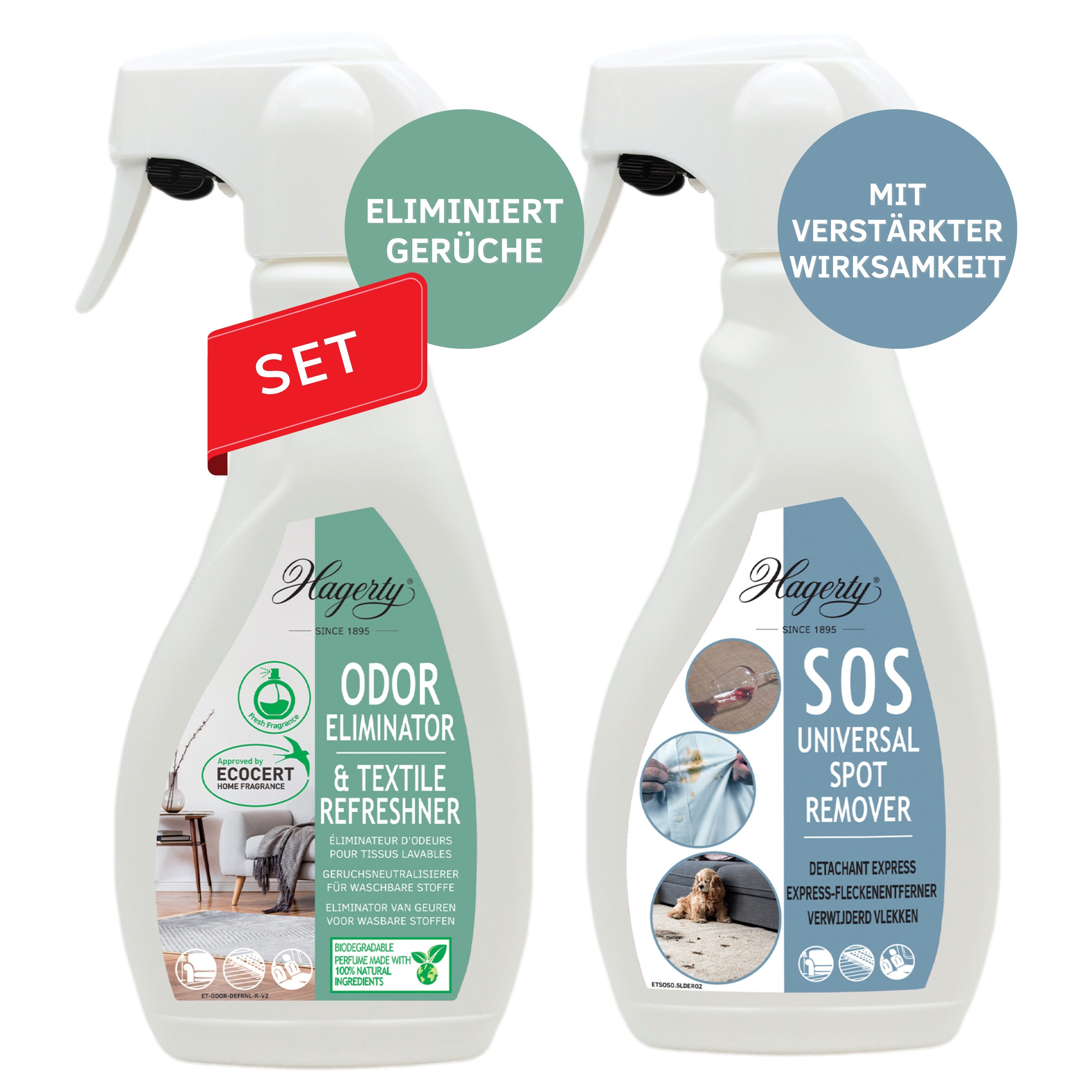 Hagerty SOS Spot Remover Fleckenentferner + Odor Eliminator Textilerfrischer Polsterreiniger