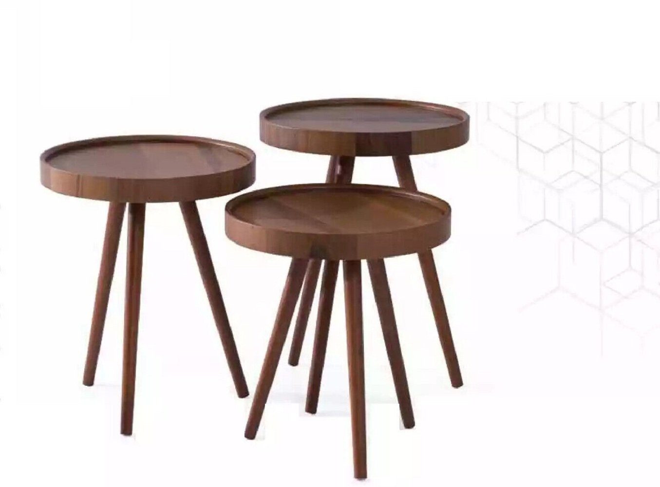 JVmoebel Beistelltisch Beistelltisch 3х rund Dekotisch Lampentisch Sofatisch Tisch Holz (3-St., 3x Beistelltische), Made in Europa