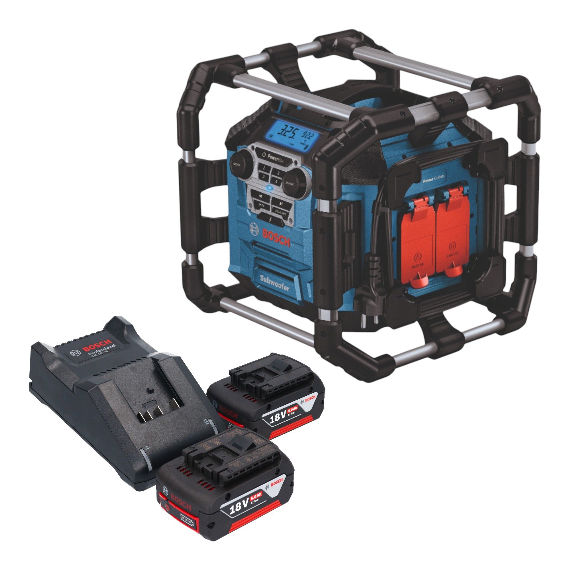 Bosch Professional GPB 18V-5 C Professional 18 V Bluetooth + 2x Akku 5,0 Ah + Ladegerät Baustellenradio