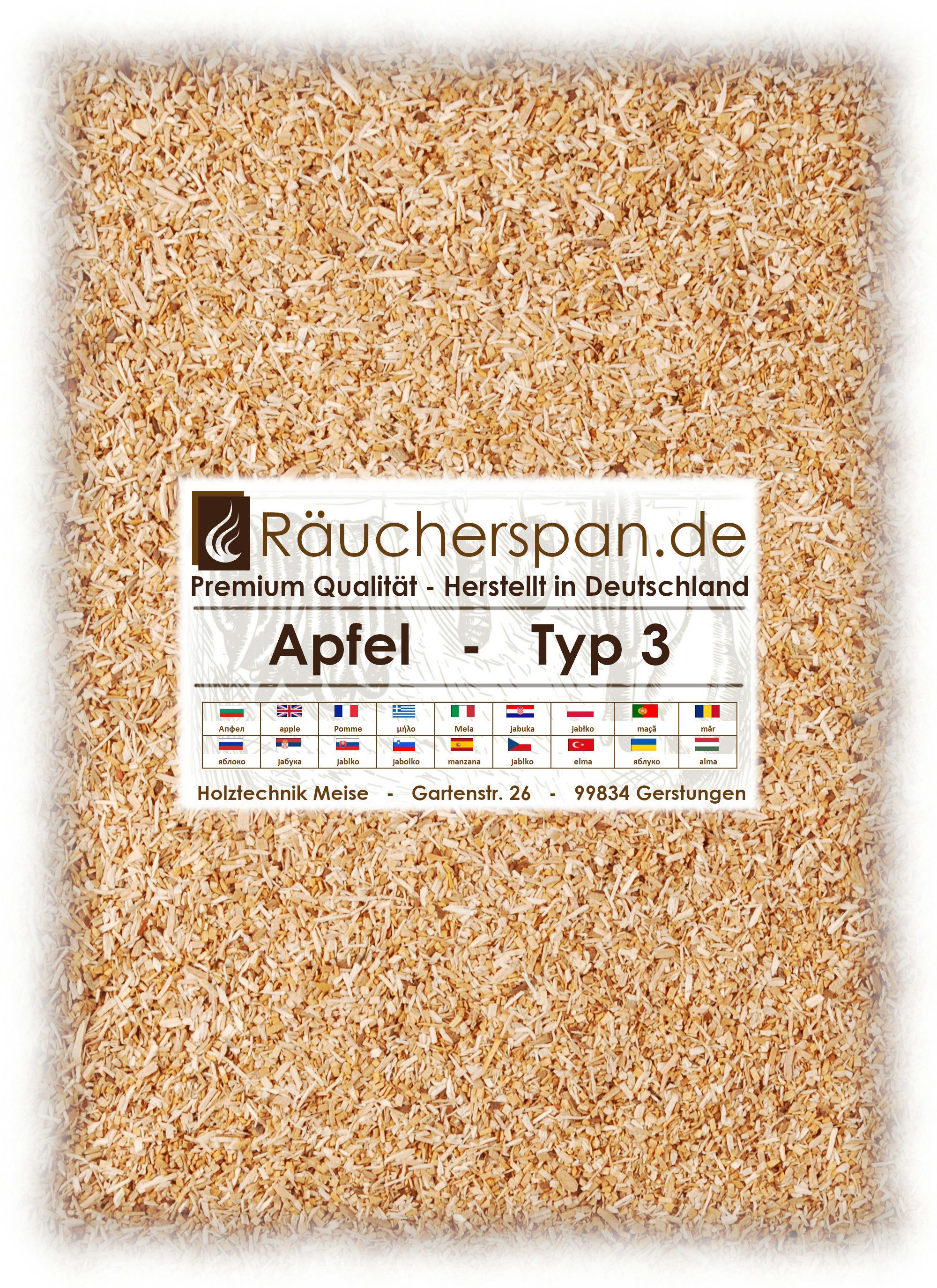 Räucherspan.de Räucherspäne Räucherspäne Apfel, verschiedene Körnungen, Qualität aus Deutschland