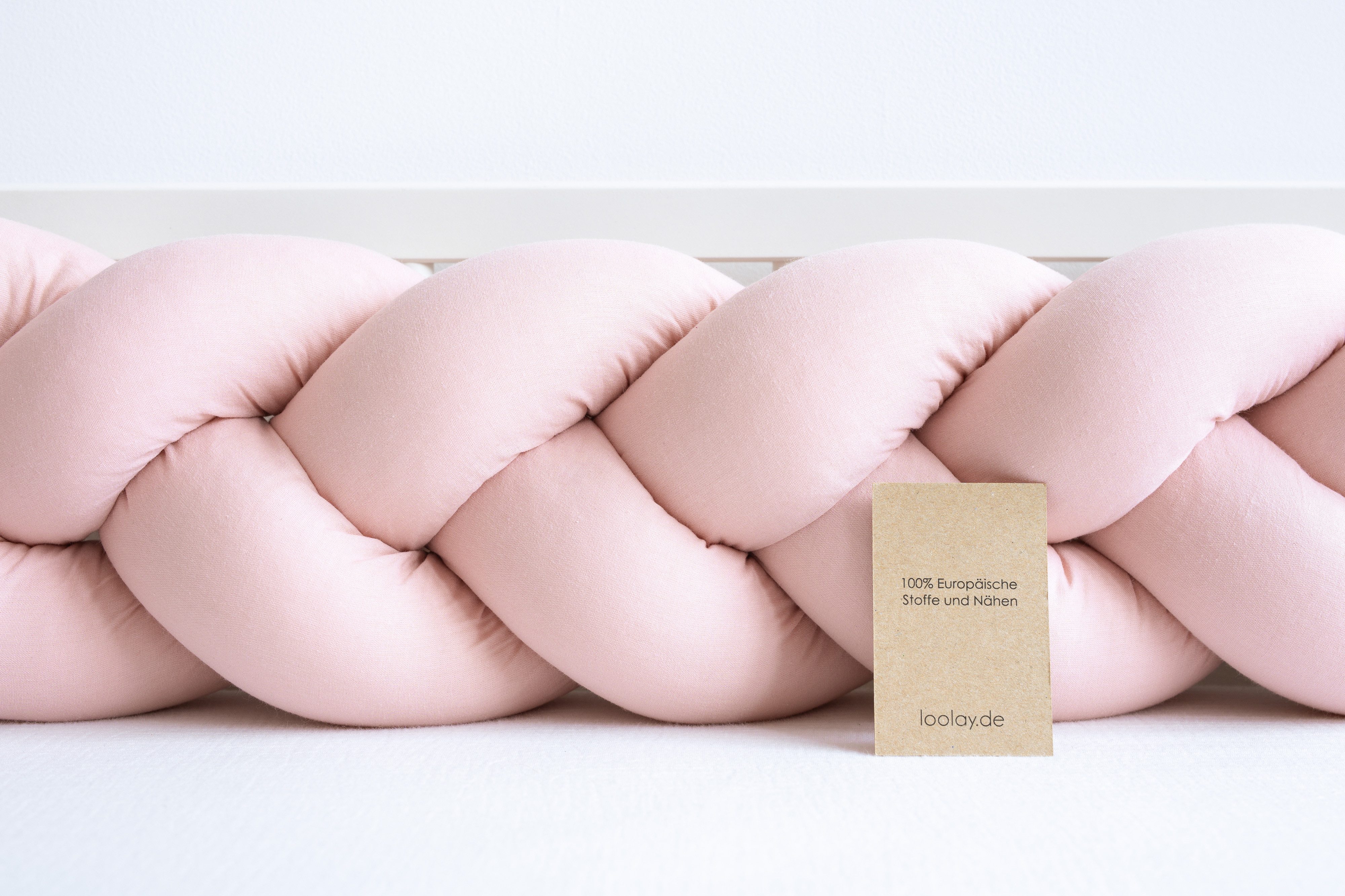 Loolay Nestchenschlange Geflochtenes Kissen Zierkissen Dekokissen Bettumrandung 100% ALTROSA, (Zugluftstopper Zugluft Schlange Wickeltischumrandung Babybett Kinderzimmer Schutz, Wohndeko Bettschlange 100 150 200 300 400 cm & Länge auf Anfrage), Zugluftstopper tolle Wohndekoration Geschenk