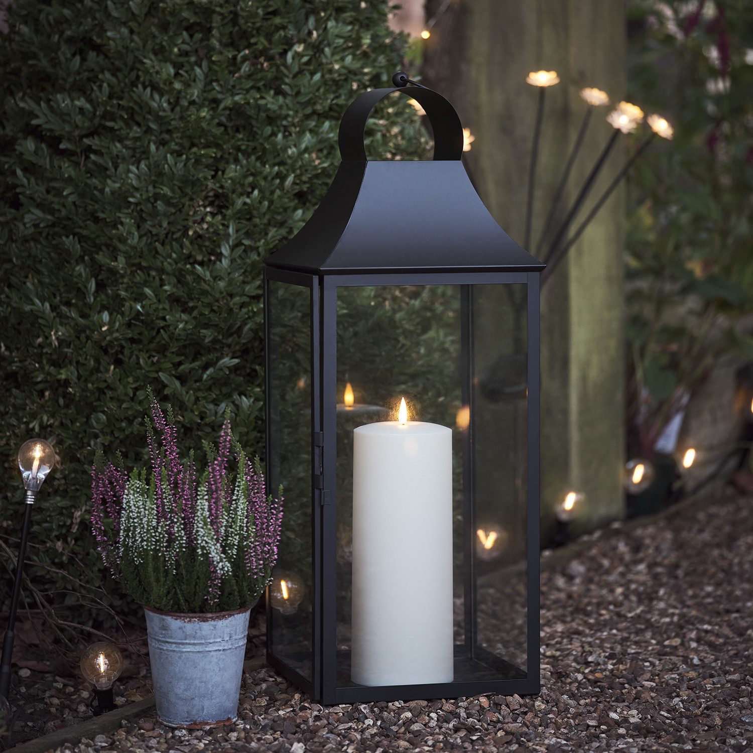 Lights4fun LED Laterne 45cm Albury Gartenlaterne mit TruGlow® Outdoor Kerze