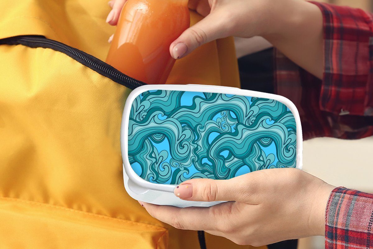 MuchoWow Lunchbox Meer für Mädchen (2-tlg), - Marmor, Kinder Erwachsene, und Jungs - weiß Kunststoff, Brotbox Brotdose, und Muster für