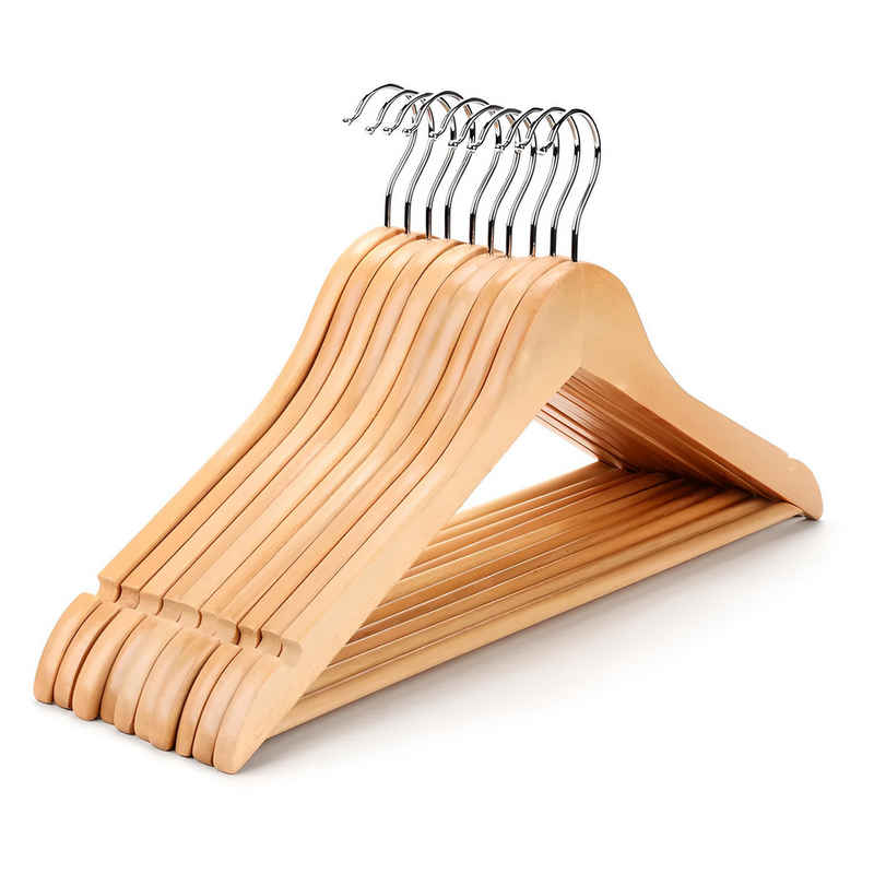 Retoo Kleiderbügel 10x Kleiderbügel Holz Set Hosenbügel Garderobenbügel Rockbügel, (Set, 10-tlg), hochwertig lackiertes Holz, drehbarer Metallhaken, 10 Stück