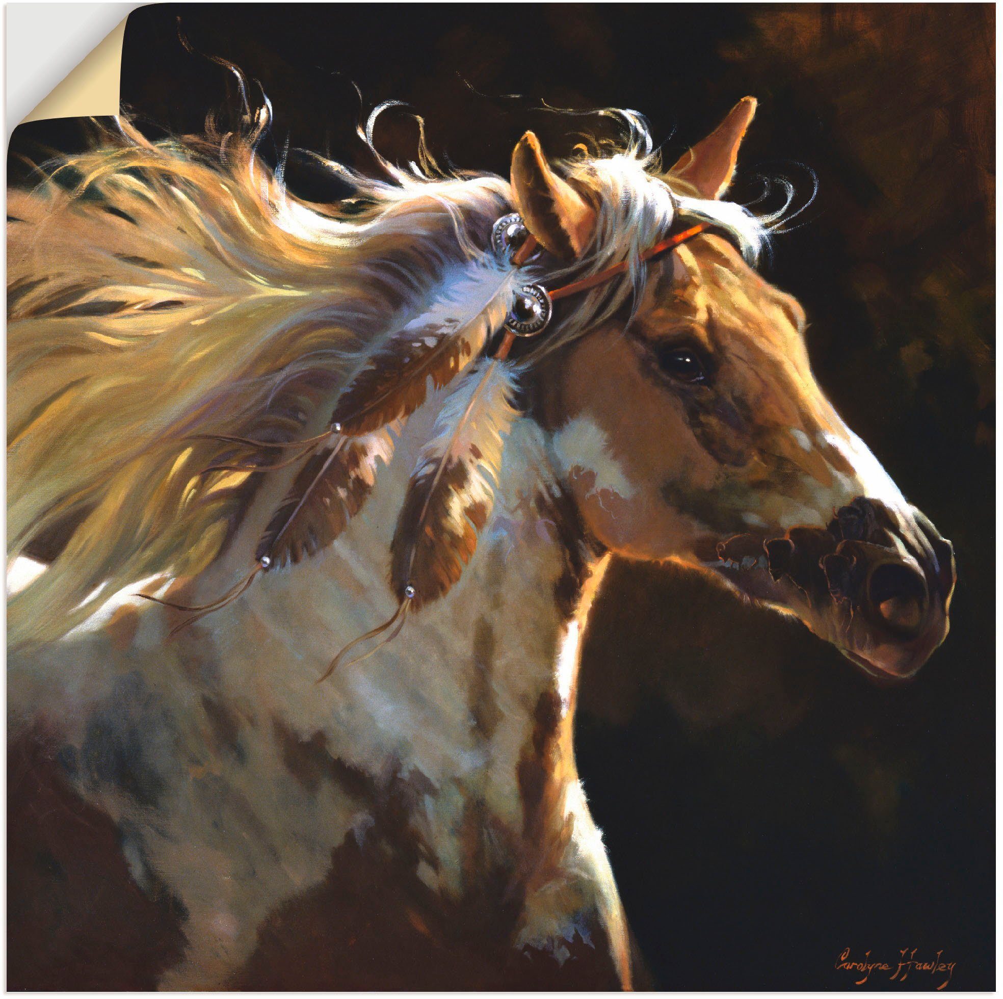 Wandaufkleber Leinwandbild, Größen Artland versch. (1 Geisterpferd, Poster Alubild, St), oder in als Haustiere Wandbild