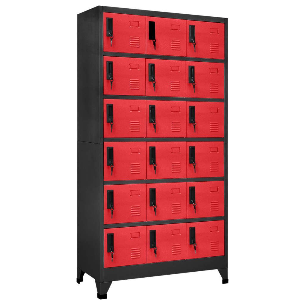 vidaXL Spind Schließfachschrank Anthrazit und Rot 90x40x180 cm Stahl günstig online kaufen