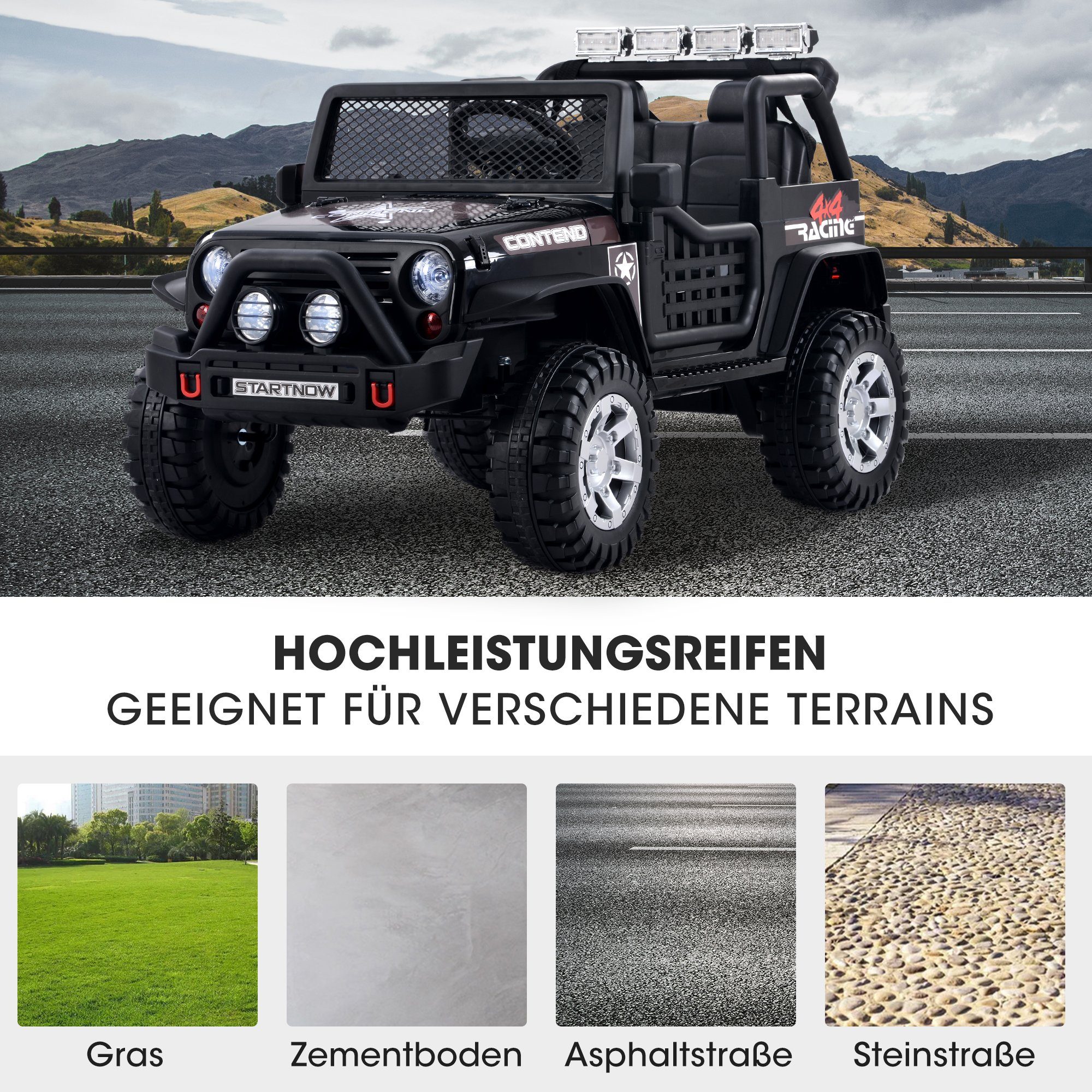 Elektro-Kinderauto, Belastbarkeit 50,00 kg, Kinder Elektroauto mit USB, AUX und Bluetooth inkl. Ferndienung, 2x45W