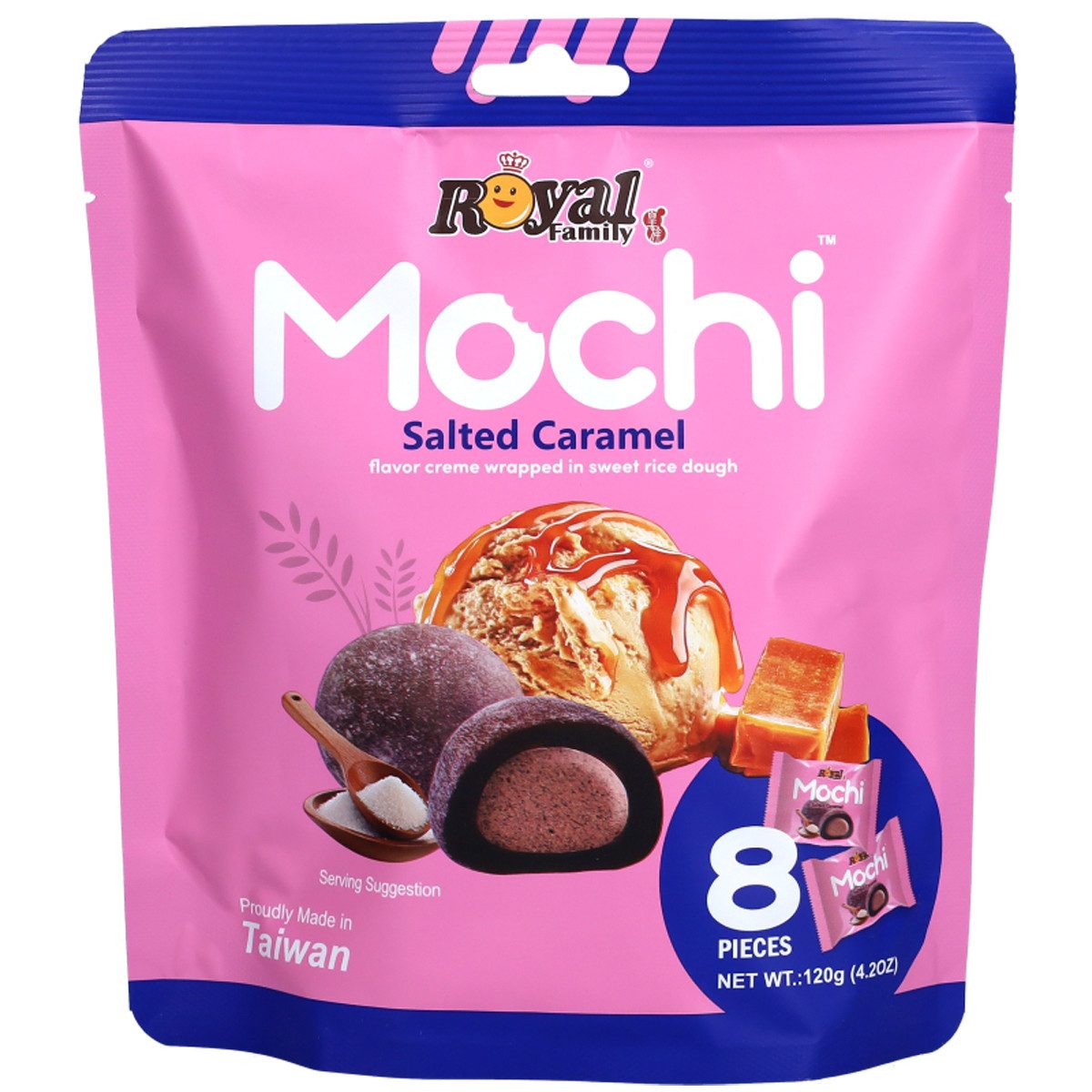 Royal Family Kuchen, Royal Family Mochi Salted Caramel Flavor einzeln verpackt 120g